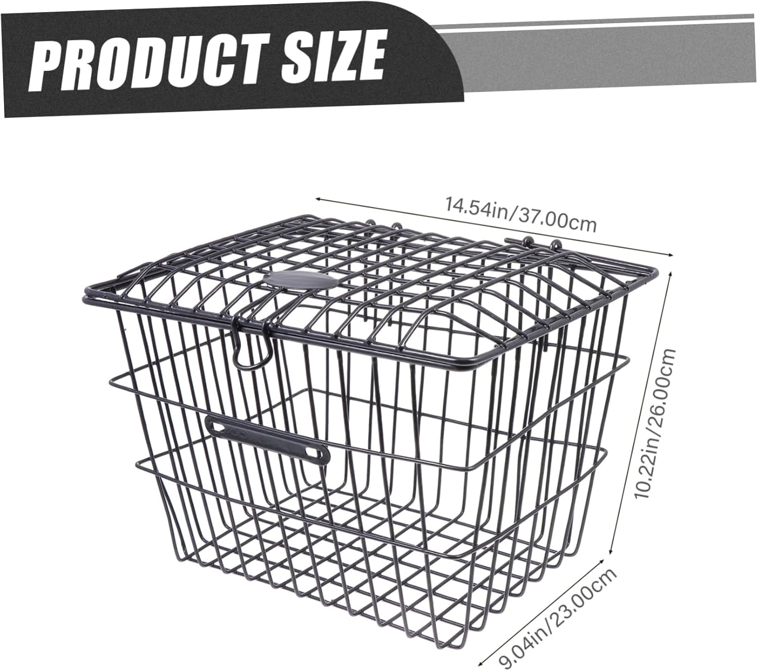 Thicken Metal Bike Rear Basket with Locking Lid Resistant Durable Hanging Storage Holder for Mountain Bikes Capacity Cycling Rear Rack Organizer