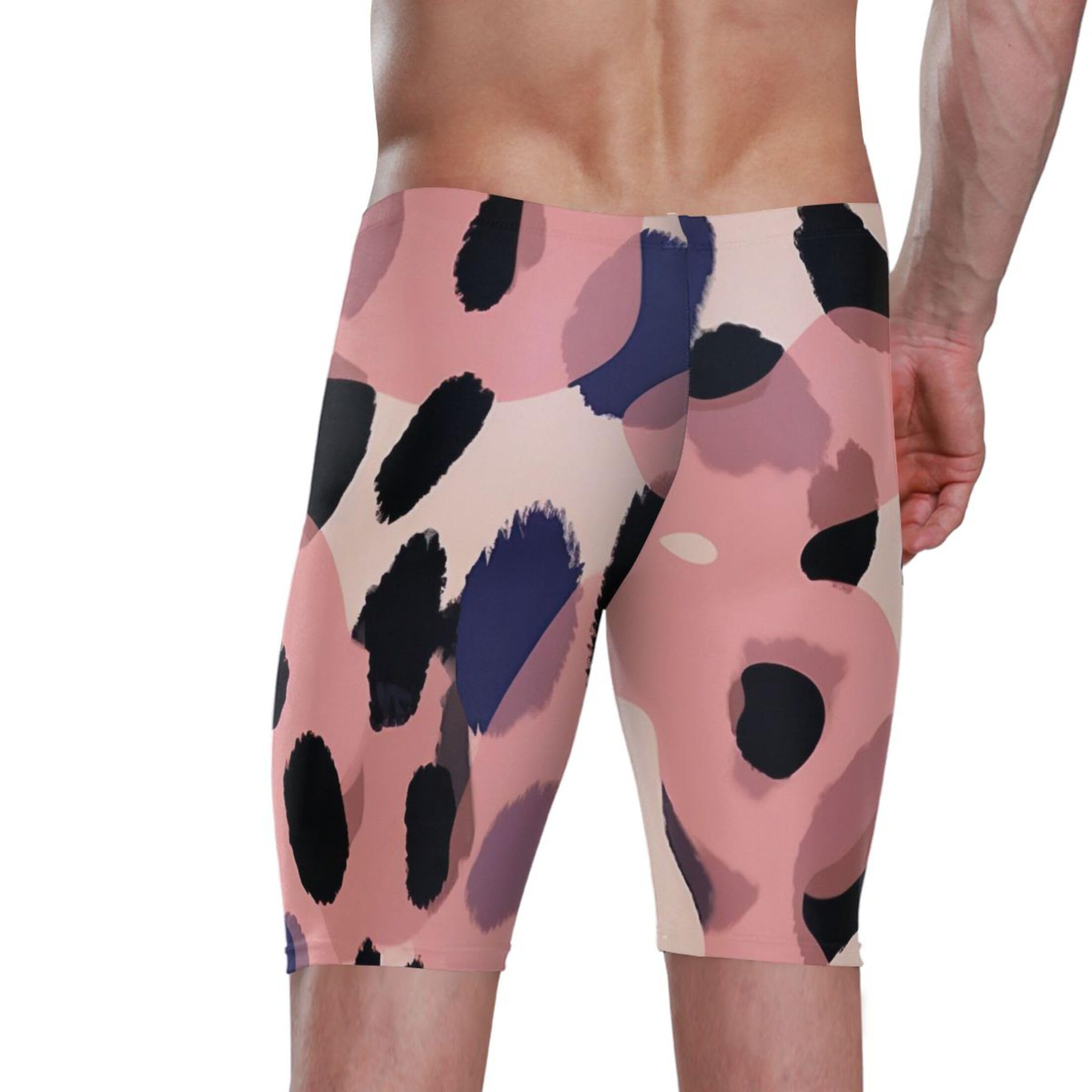 UMIRIKO Pink Leopard Swim Jammers for Men Athletic Durable S B0401135