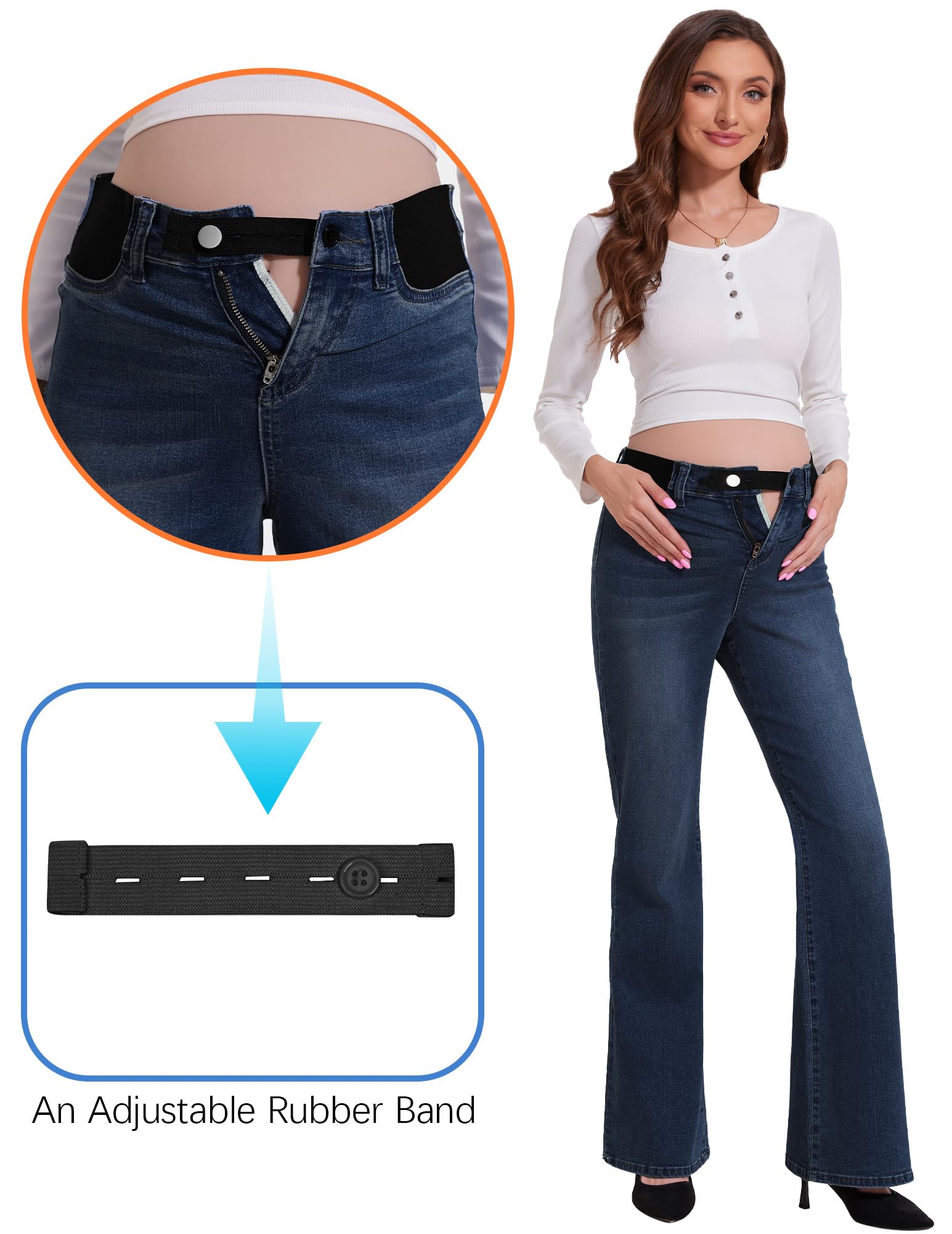 PACBREEZE Jeans acampanados de maternidad para mujer, tiro medio, elásticos, acampanados, corte de bota, pantalones de mezclilla para embarazo, S-XXL
