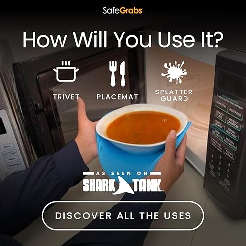 Miniatura 9 de Agarre seguro As Seen on Shark Tank - Tapete de silicona multiusos original para microondas, protector de salpicaduras, salvamanteles, agarradera,