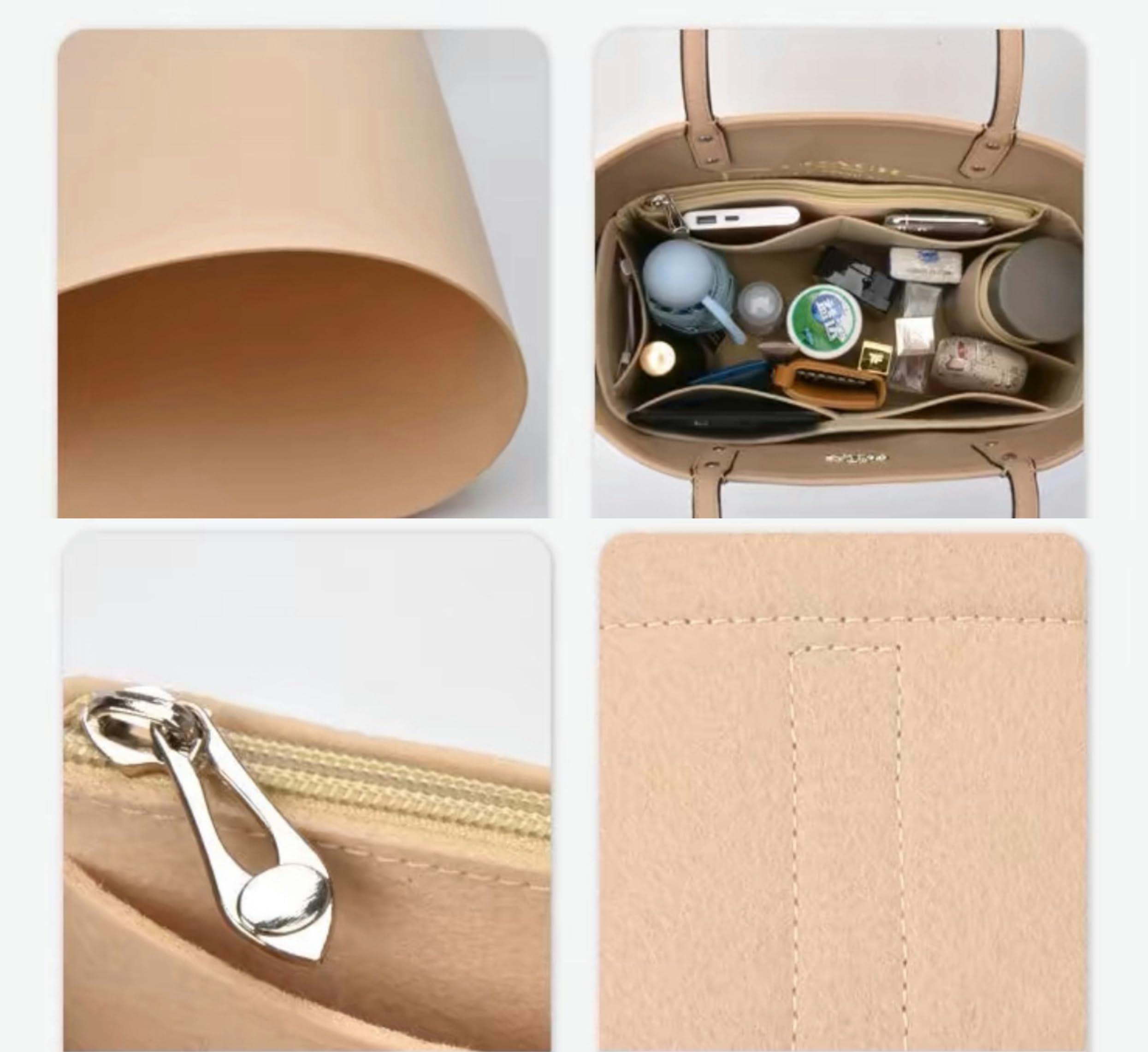 Organizador de bolso Xoppia compatible con la bolsa de rafia Loewe Classic. Forro interior de fieltro para bolso de mano de mujer. (Estilo A, Pequeño)