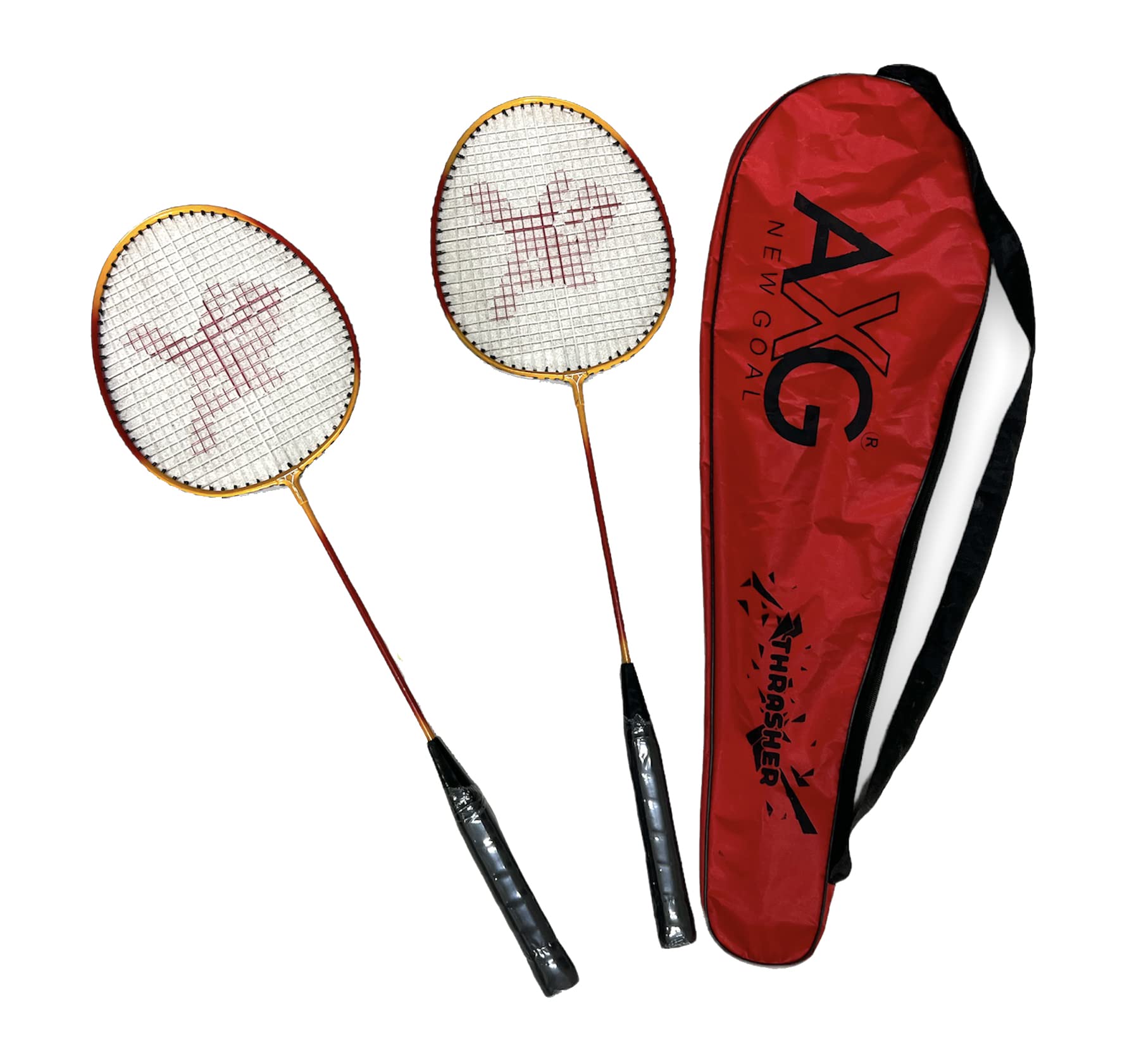 AXG NEW GOAL Thrasher Badminton Rackets Set of 2 with Cover Multicolor Strung Badminton Racquet (Red Yellow)-picture-28