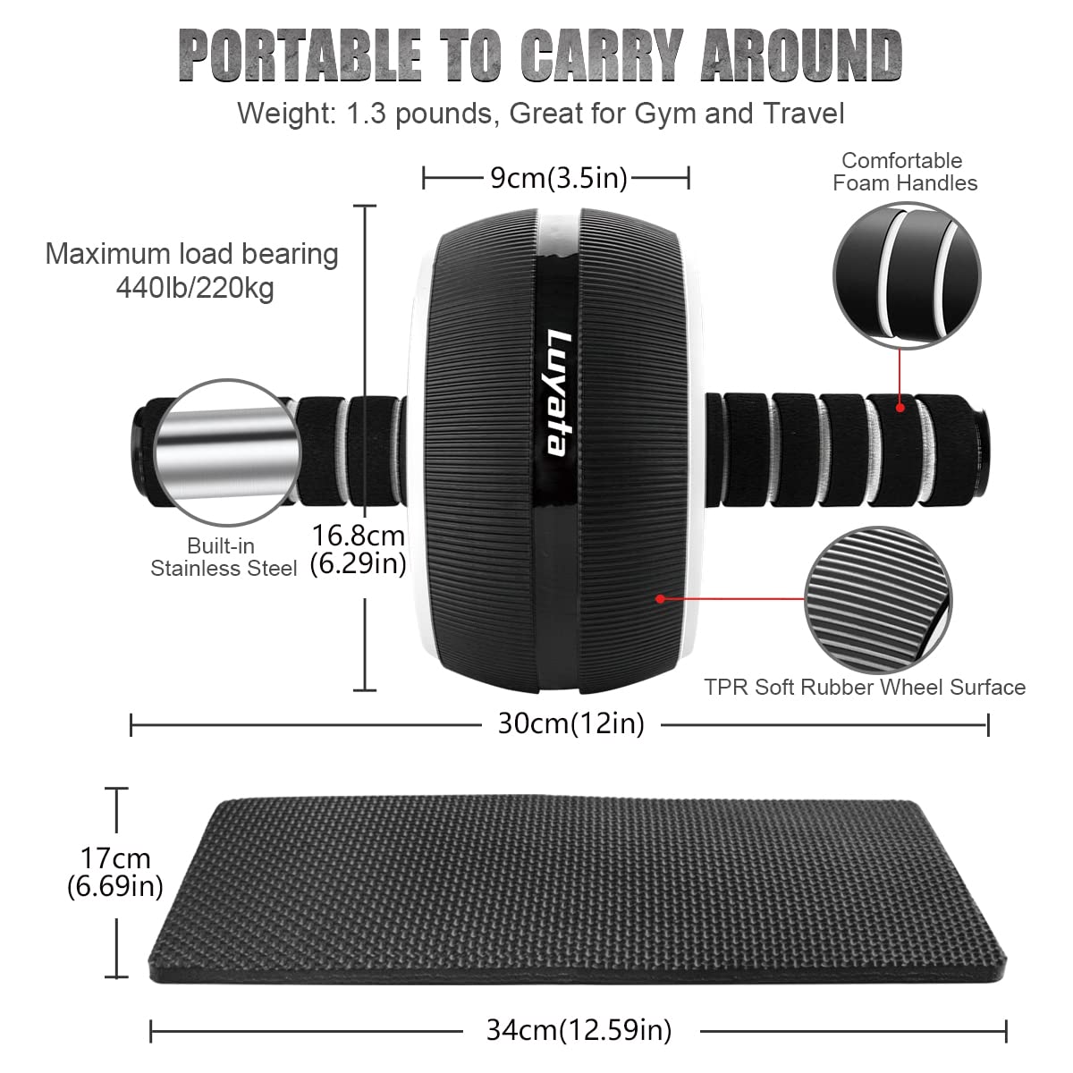 Ab Roller Wheel, 10-In-1 Ab Exercise Wheels Kit with Resistance Bands, Knee Mat, Jump Rope, Push-Up Bar - Home Gym Equipment for Men Women Core Strength & Abdominal Exercise - Image 2