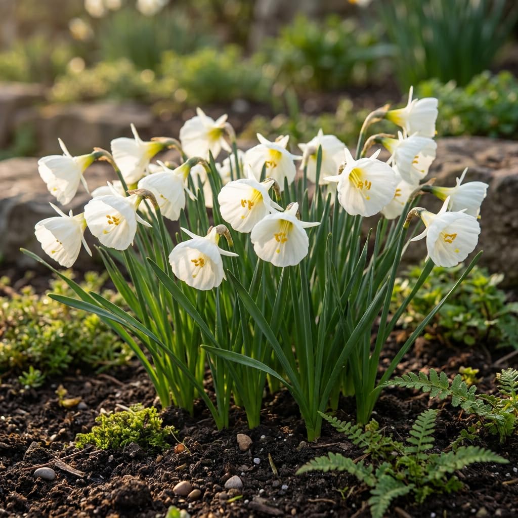 Green boutiQ - 80x Narcissus White Petticoat - Narcisse à jupon blanc - Blanc - Floraison printanière - Calibre 6/8