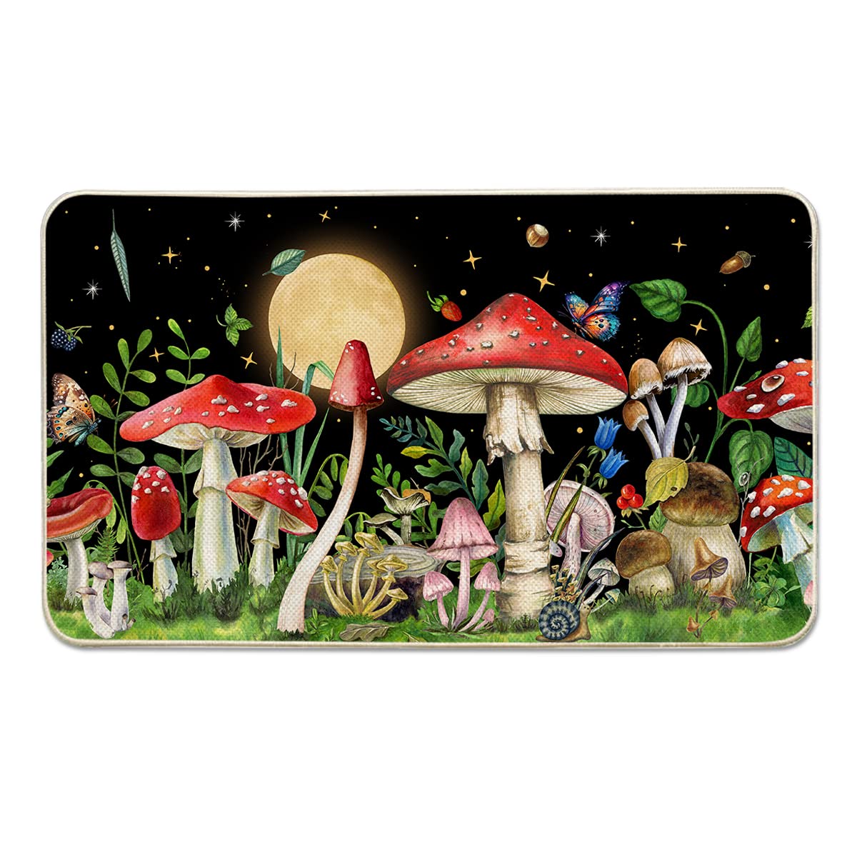Mushroom Doormat Entrance, ​Witchy Door Mat for Indoor Entryway Aesthetic, Non Slip Washable Indoor Outdoor Welcome Mat for Front Door Entryway