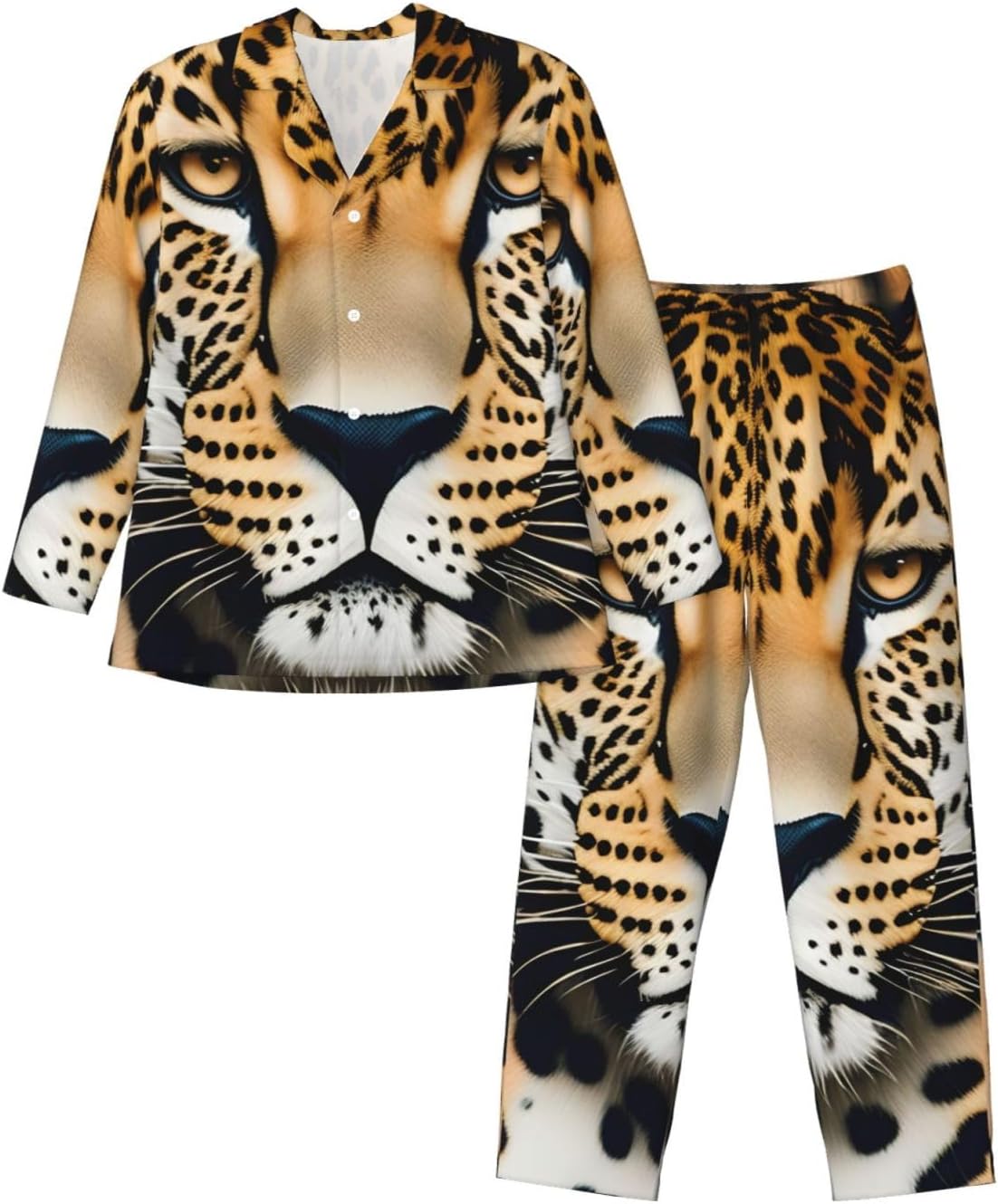 Animal Leopard Print Luxurious Mens Pajamas Set,Breathable Pajamas Set,Perfect For Lounging Bed,Sofa