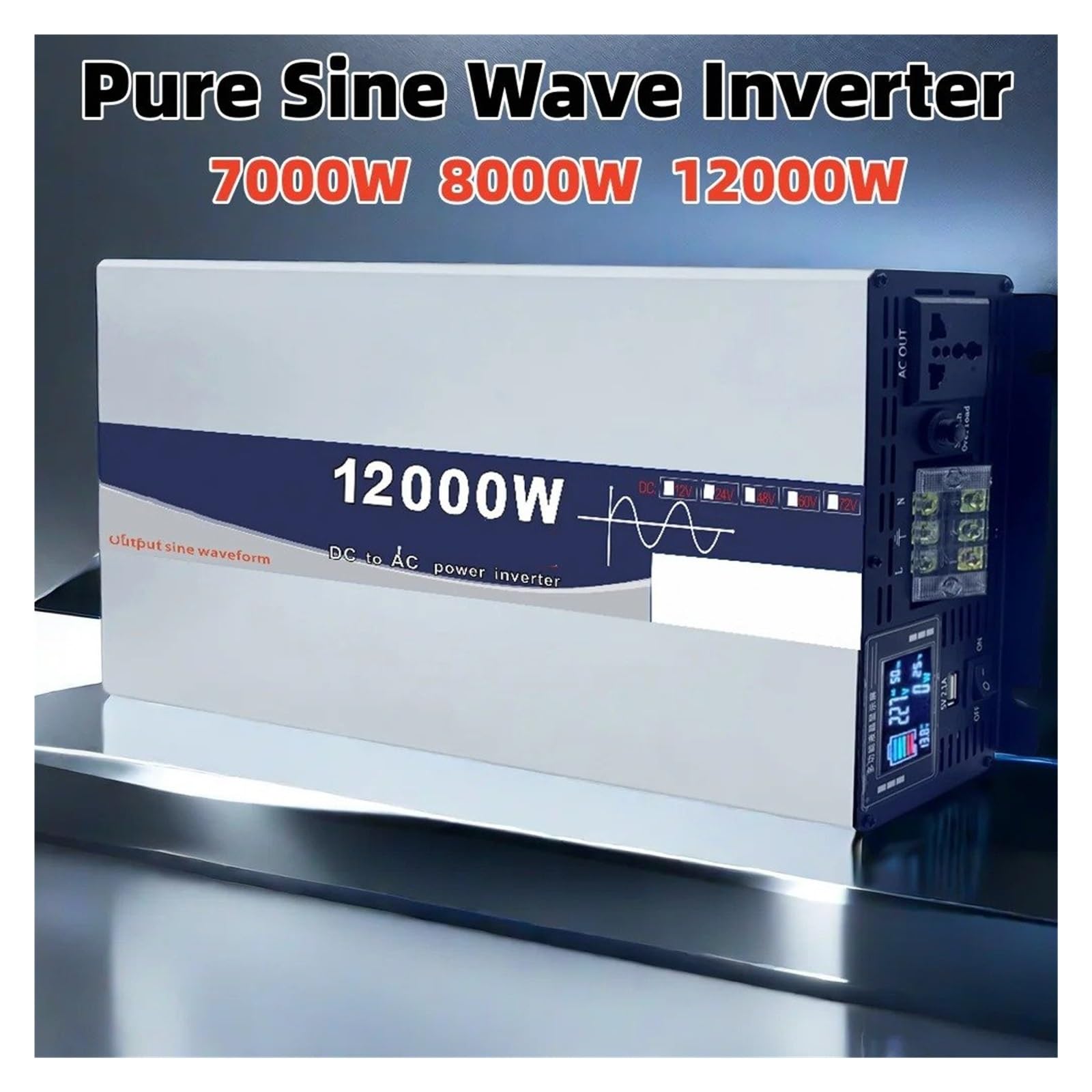 Inversor Corriente Inversores Onda Sinusoidal Pura 10000W Y 12000W para Coche Convertidor Voltaje 12V 24V 48V 60V Y 72V A CA 110V 220V Y 50Hz Y 60Hz Transformador(48V,7KW Rem)