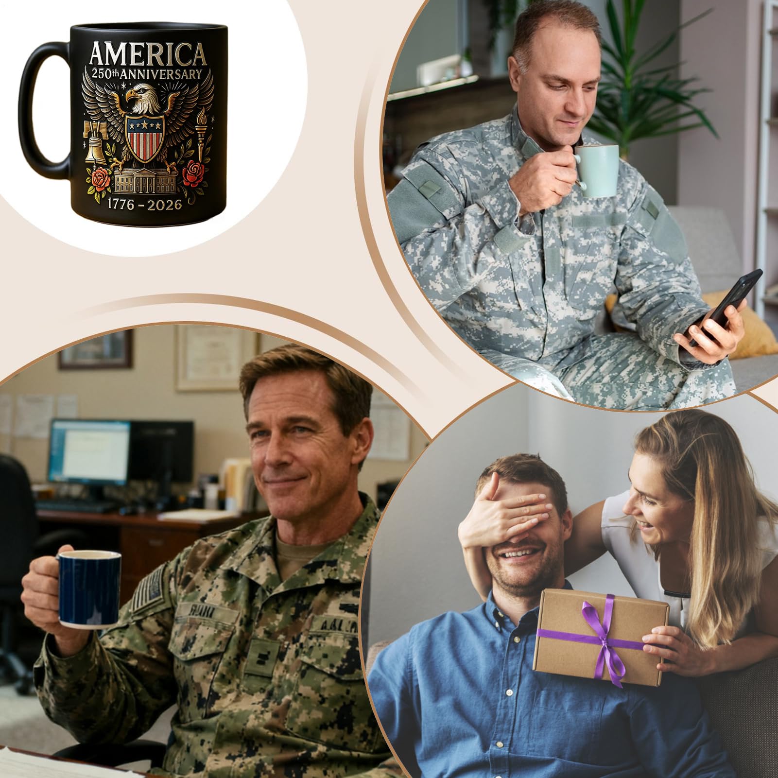 Mug Céramique Anniversaire USA 250 Ans – Tasse Armée 250e Anniversaire, Café Commémoratif Corps Des Marines | Gobelet Céramique Insigne Garde | Cadeau Collectible Pour Vétérans Hommes & Femmes |