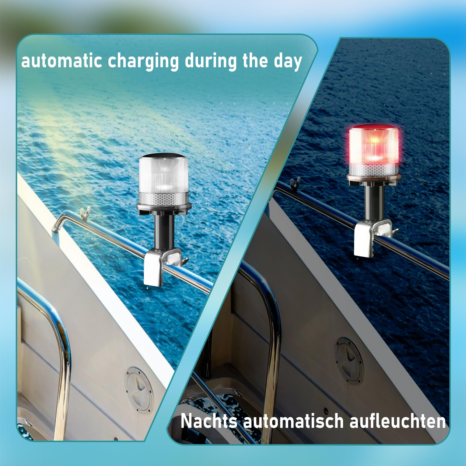Schiffsnavigation Leuchte, IP65 wasserdichte LED-Navigationsleuchte mit 3 umschaltbaren Farben (Dauerlicht und Blinklicht) für Boote und Yachten