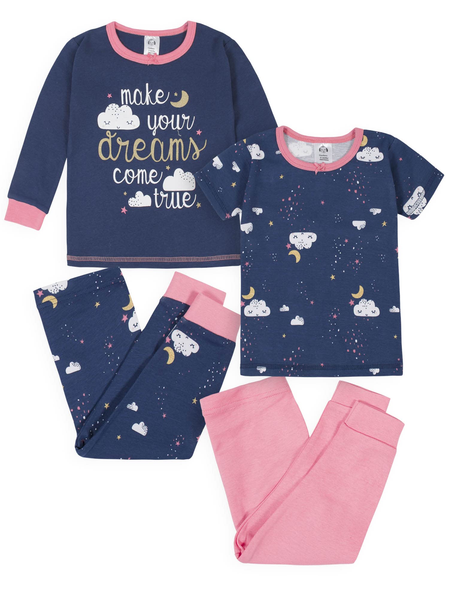 Gerber Baby Girls 4-Piece Pajama Set