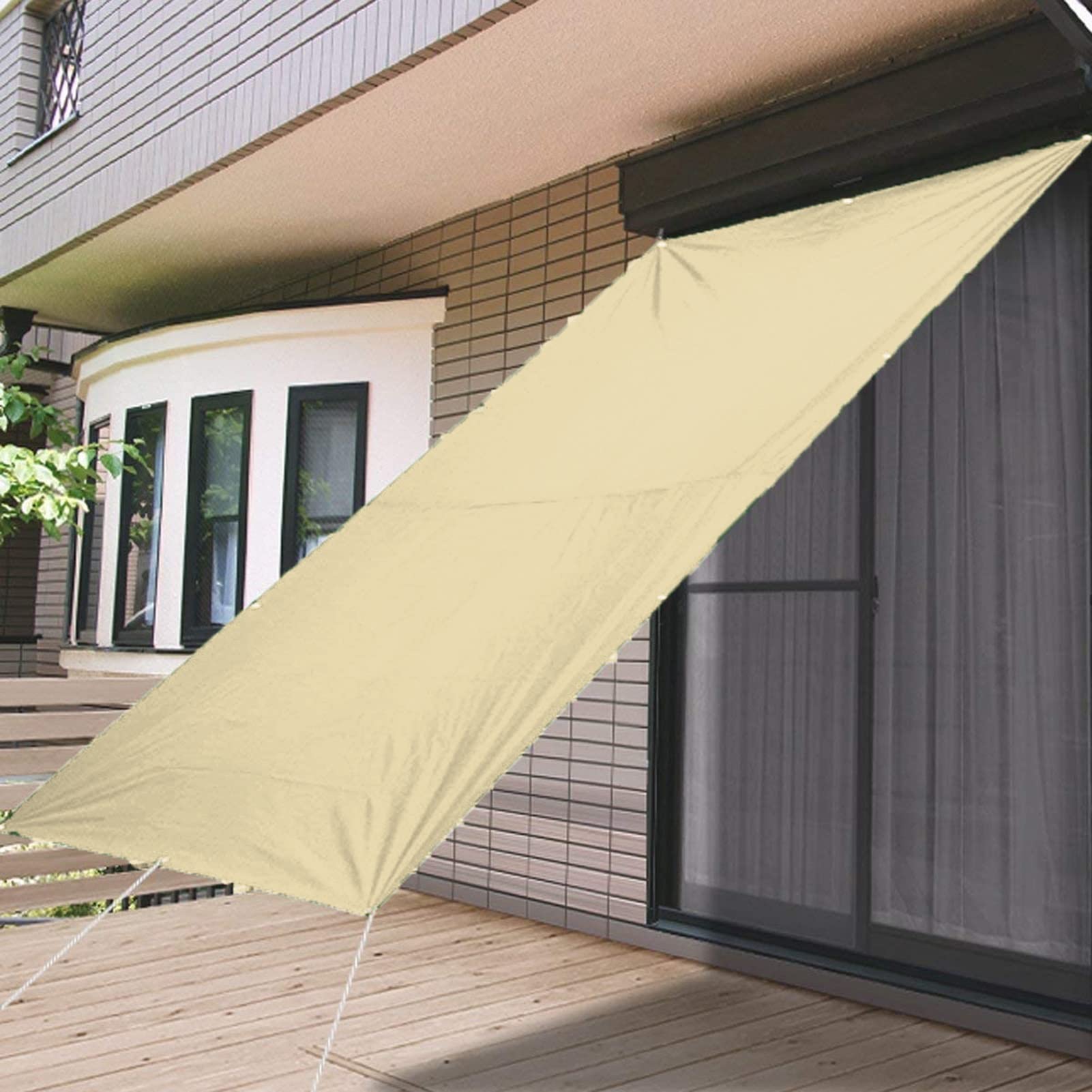 Tenda Da Sole UV -3x3x4,25 Triangolo HDPE - Telo Di Protezione Solare Beige - Foto 9