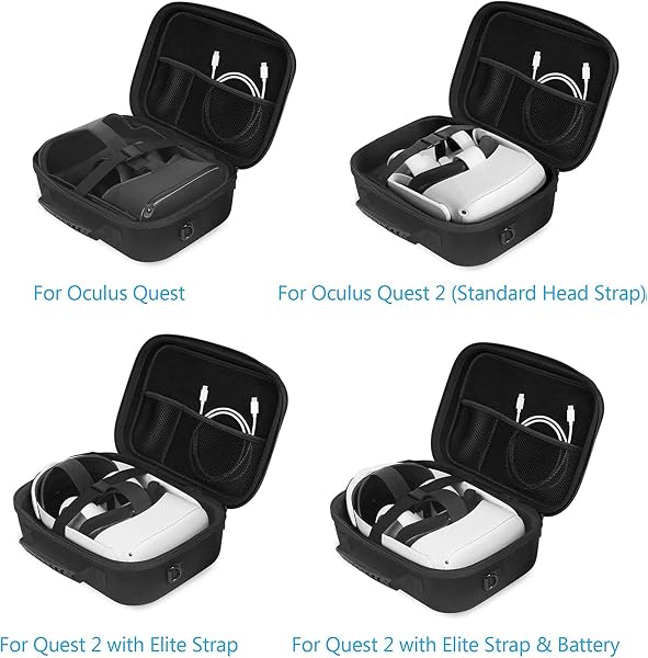 JSVER Tasche Für Oculus Quest 2,Tragetasche Für Oculus Quest Case Für Oculus Quest 2 und Elite Strap Virtual Reality Headset Eva Hart VR Gamepad Controller Reisetasche - 2