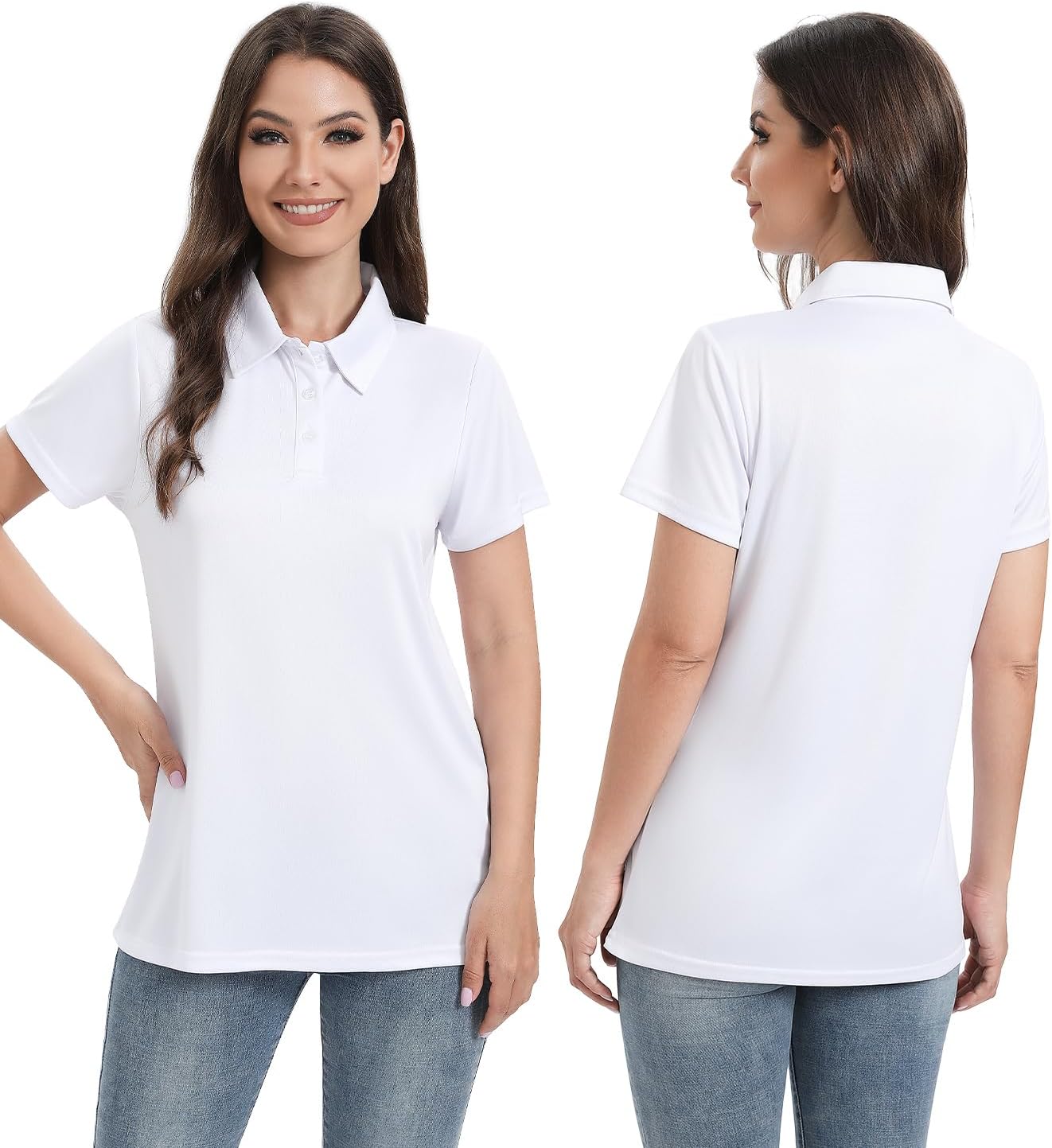 Ullnoy Women Soft Polo Shirts Short Sleeve Dry Fit Golf Shirt for Women Moisture Wicking Athletic Polo Tee Pack - Image 2