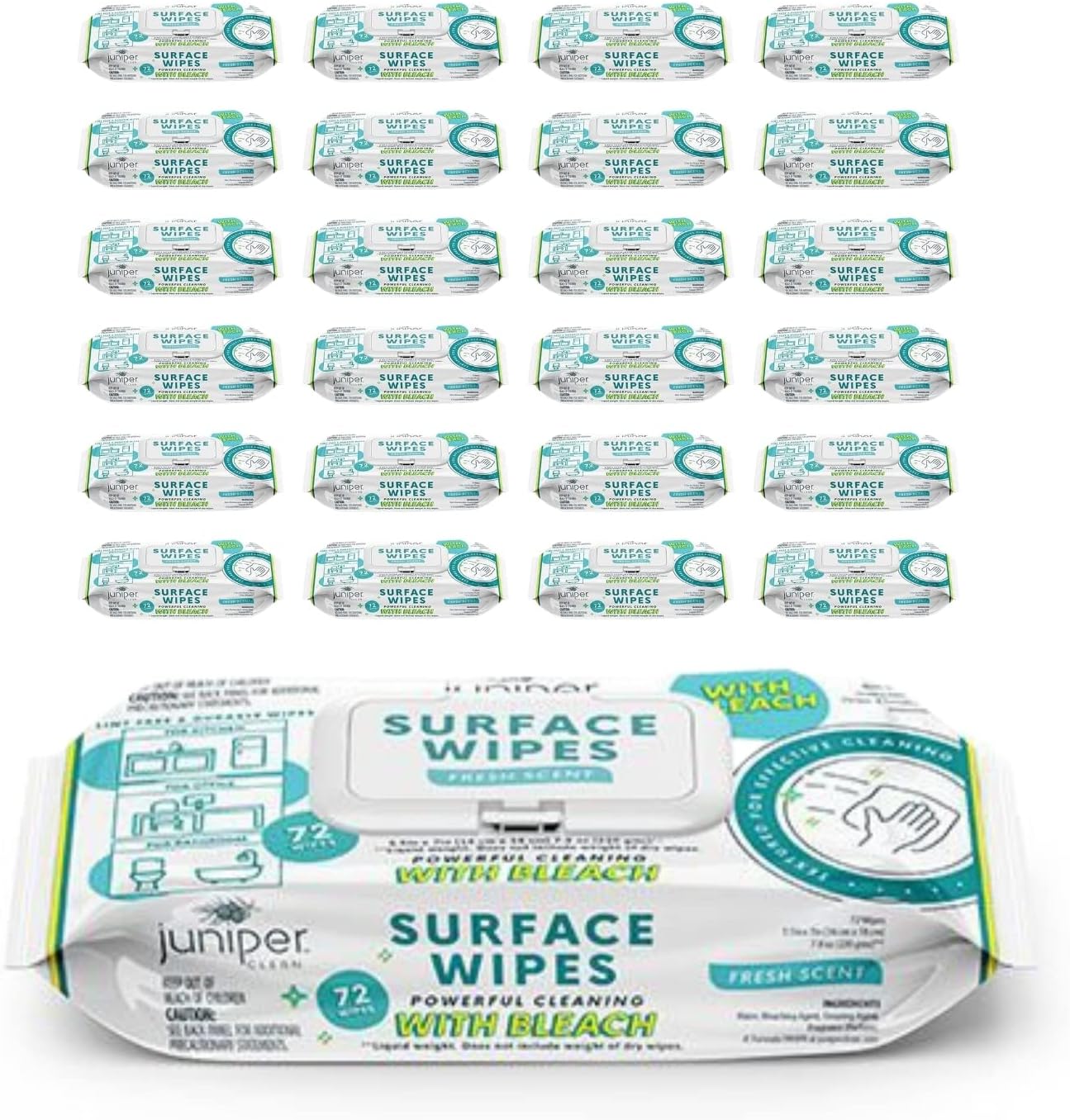 Juniper CLEAN 24 Pack Surface Cleaning Wipes with Bleach