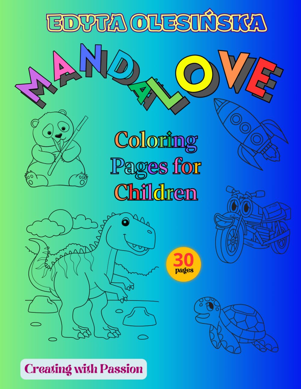 Mandalove coloring pages for children: 30 various illustrations for coloring