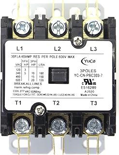 Yuco YC-CN-PBC303-7 3P DP Contactor 30A 277V Coil fits SA-3P-30A-277V