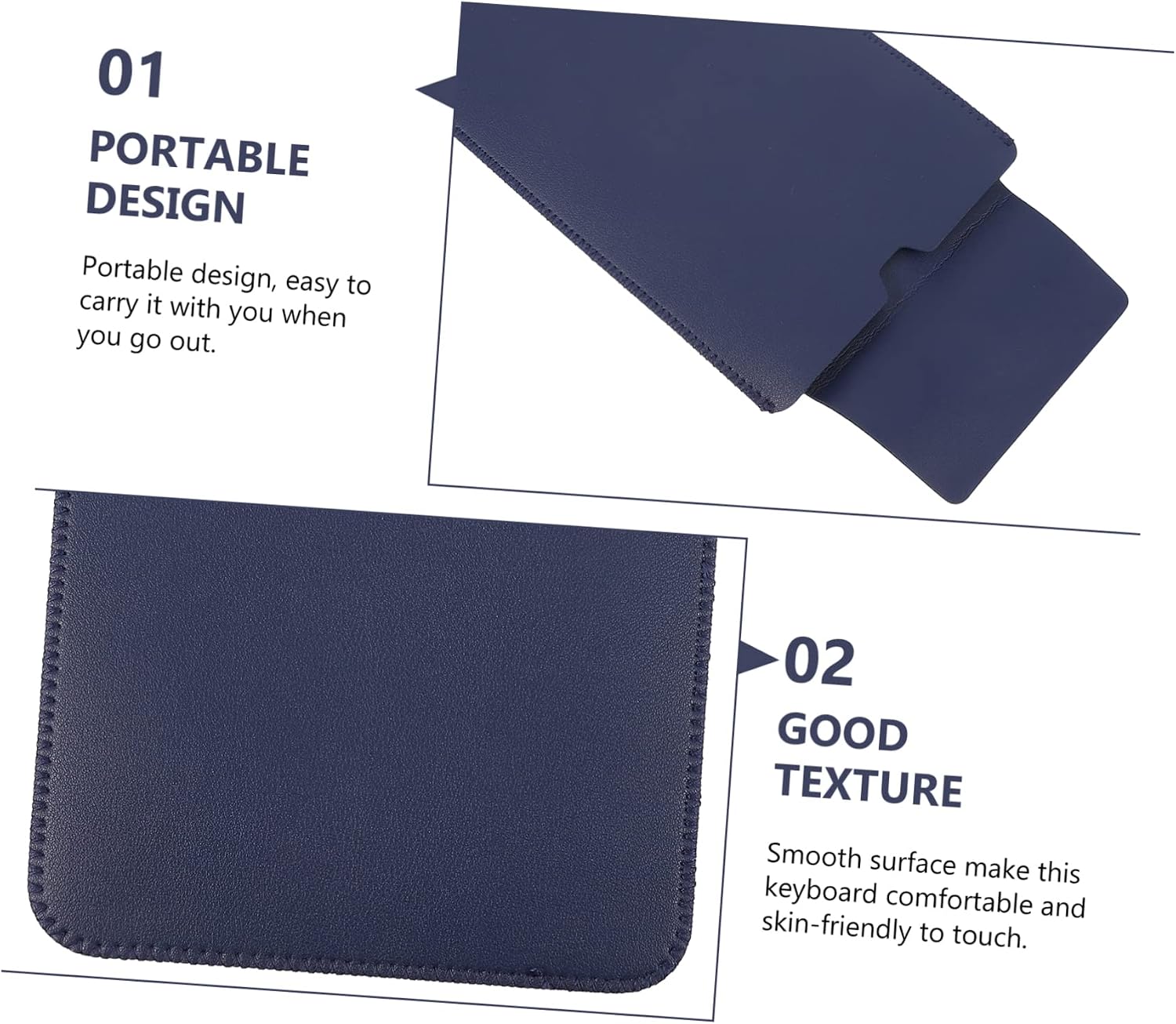 Angoily Wireless Keyboard PU Leather Sleeve Case Portable Keyboard Organizer for Travel Protective Bag with Storage Pocket