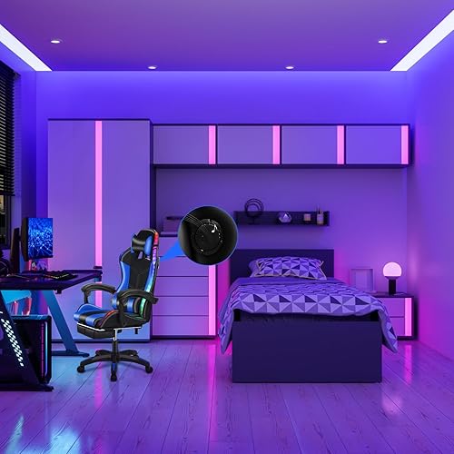 Miniatura 9 de Silla de juegos con altavoces Bluetooth y luces LED, silla ergonómica de masaje para computadora, altura ajustable, silla de videojuegos con asiento