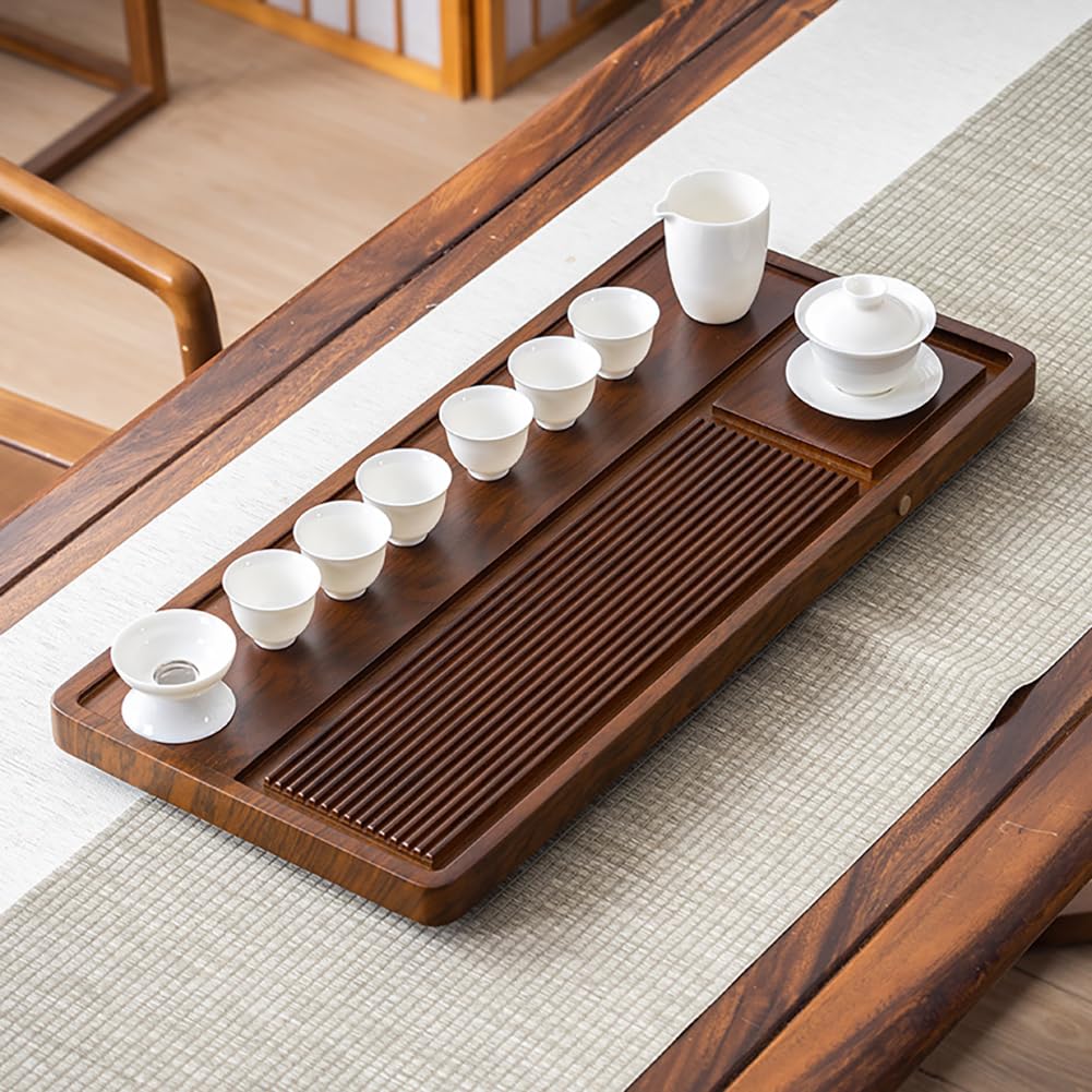 PA-DABAOO Tea Tray Set for Gongfu Tea Ceremony with Cup,Japanese Vintage Serving Tray with White Porcelain Cup,Home Office Serving Trays,Dry-Brewing/Wet-Brewing