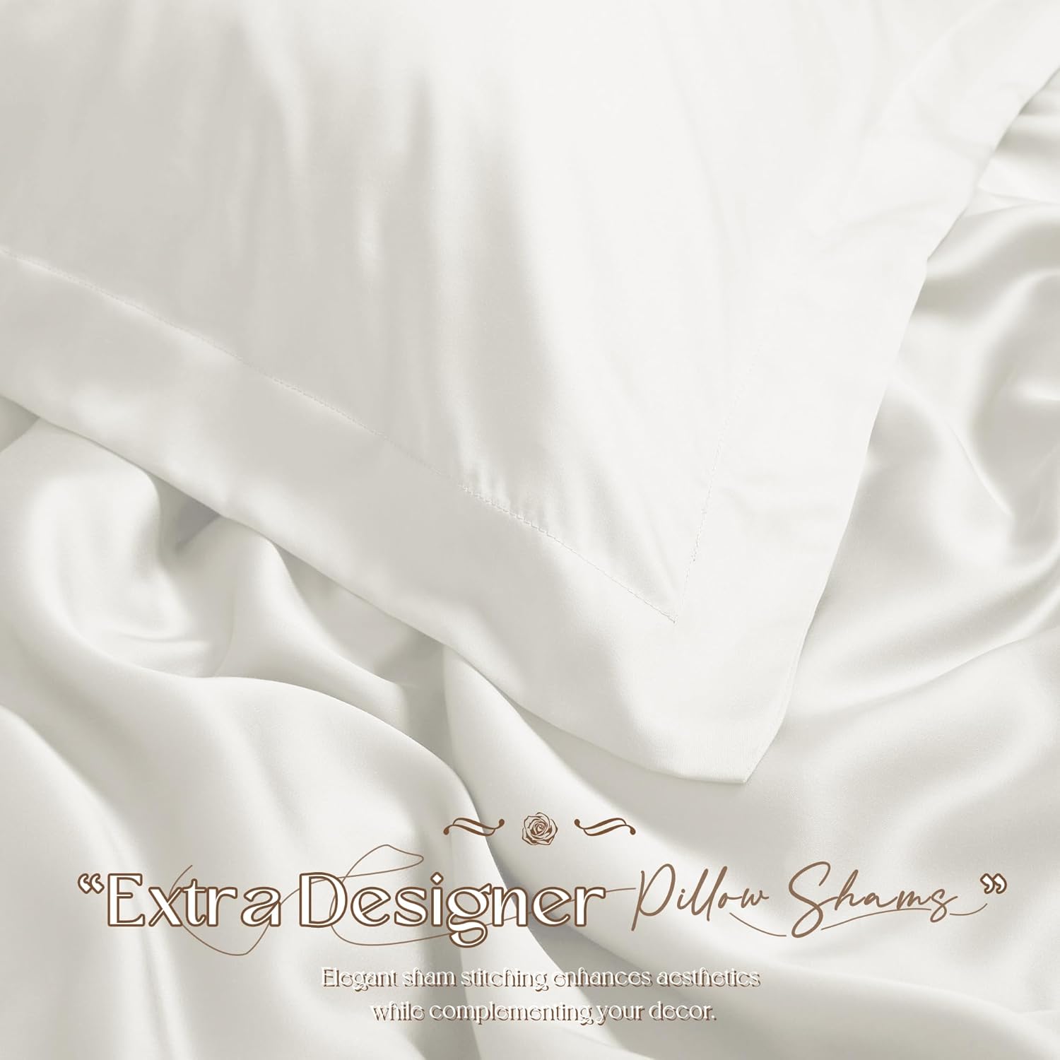 Manyshofu 5Pcs Cotton Tencel King Duvet Cover Eucalyptus Lyocell White Duvet Cover, Cooling Comforter Covers Luxury & Silky Bedding Set - 2 Tencel Pillow Shams(20"x36"), 2 Pillow Cases(20"x40") - Image 5