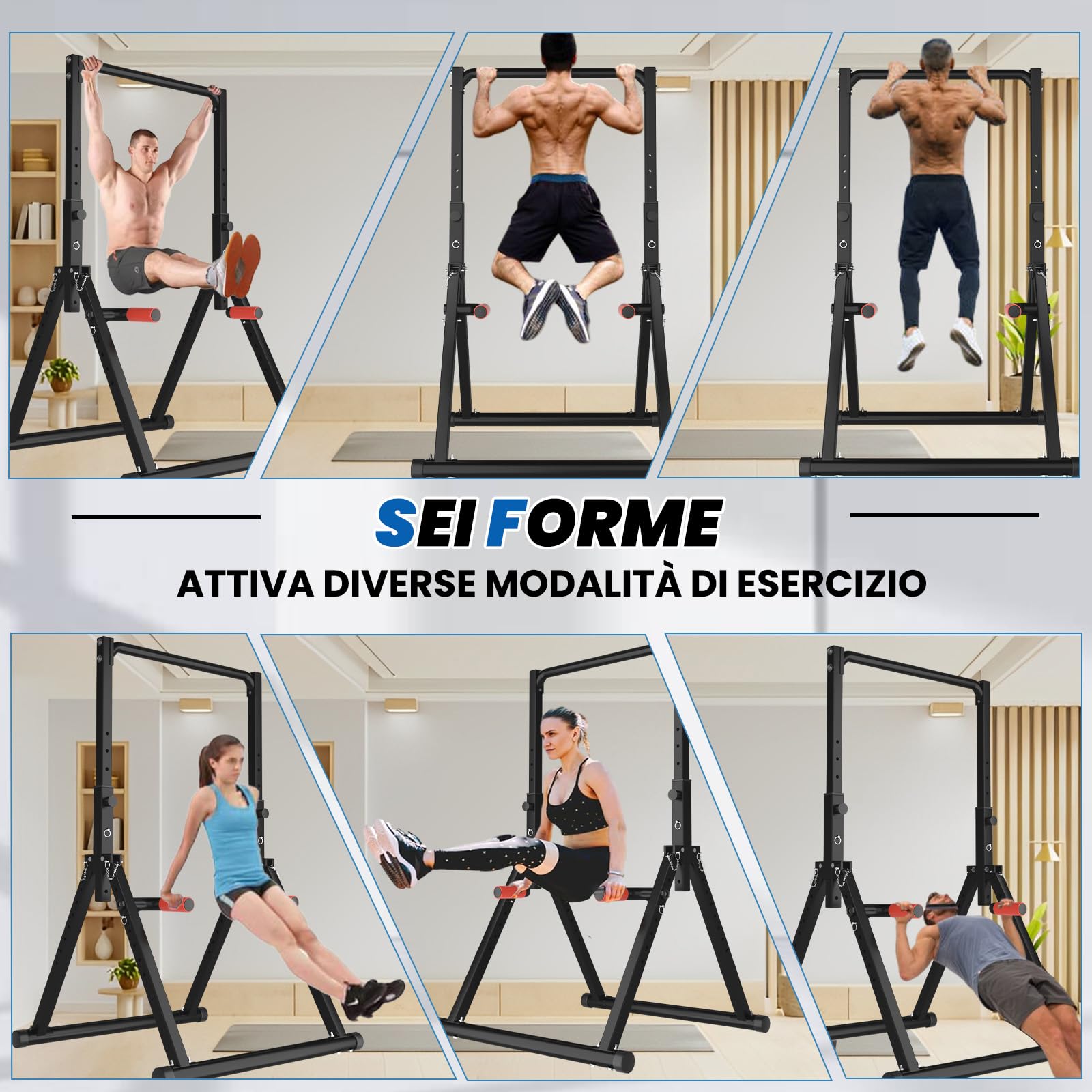 DOBESTS Power Tower Dip Station,Pieghevole Barra per trazioni autoportante,Regolabile MultifunKtional Pull Up Station Attrezzi Palestra Casa,Attrezzatura per Allenamento della Forza,Gambe Triangolari