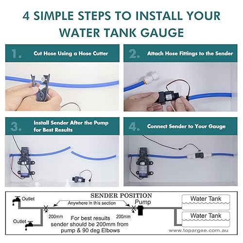 Miniatura 6 de Topargee Medidor de tanque de agua para montaje en superficie, accesorio para caravana y barco en tiempo real, indicador preciso de nivel de tanque