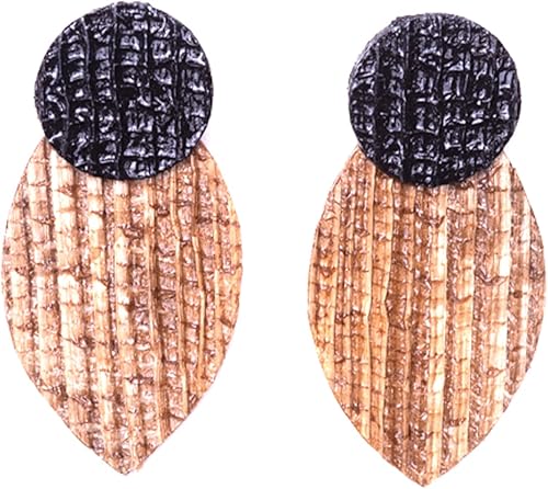 VIRECHIC- AsymMetry Drop Earrings -Sustainable Natural Fiber, Handmade Brazilian Earrings, Unique Creative Pair of Earrings (Black and Natural)