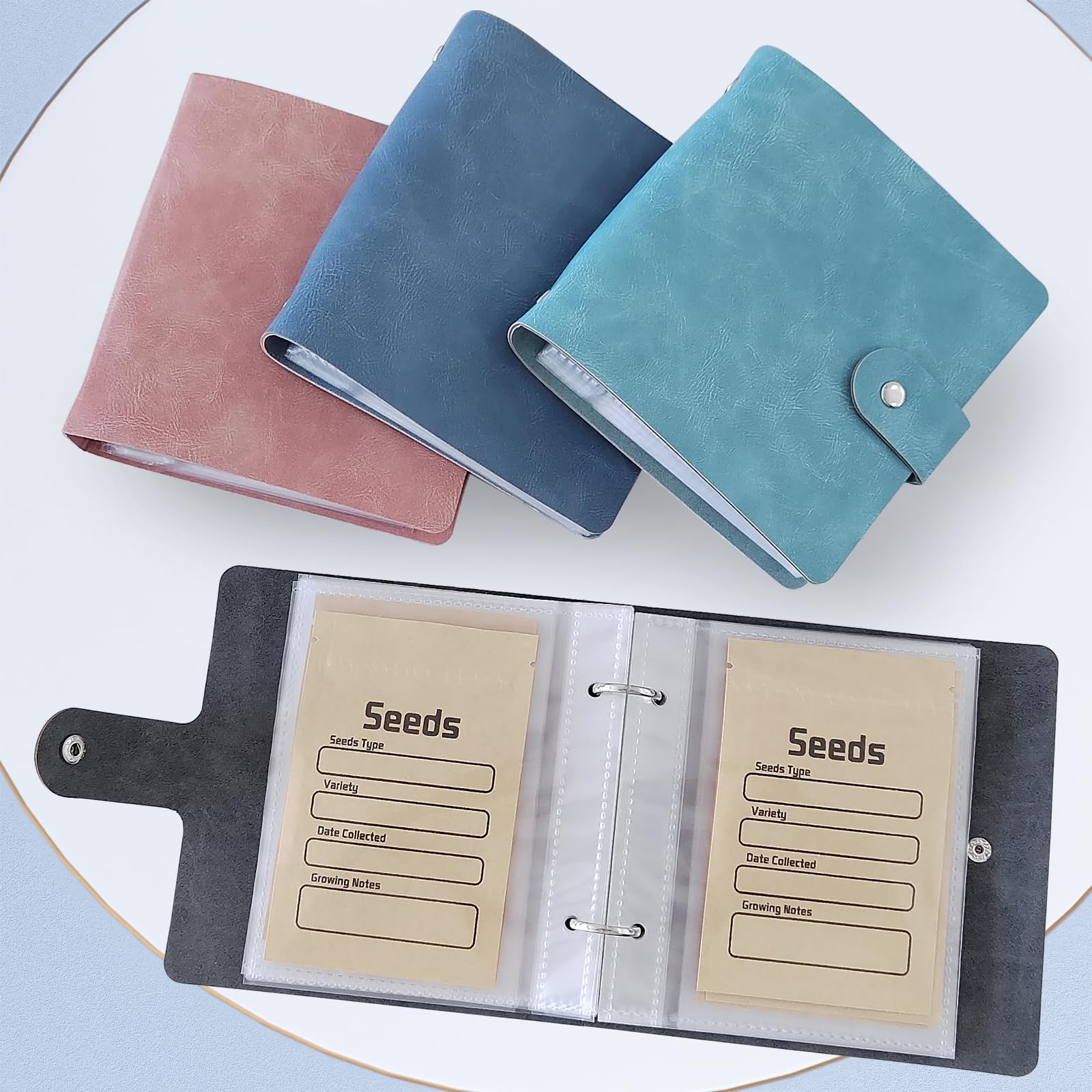 Carpeta organizadora de semillas con 50 sobres de semillas resellables, 50 bolsillos de almacenamiento, fundas transparentes de 3.5 x 5 pulgadas, ahorrador de semillas para los amantes del jardín