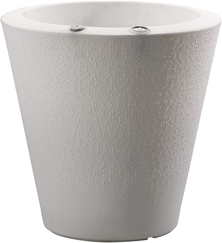 Crescent Garden Maceta de autorriego para interiores y exteriores, negro caviar, 16 pulgadas, Blanco (Alpine White)