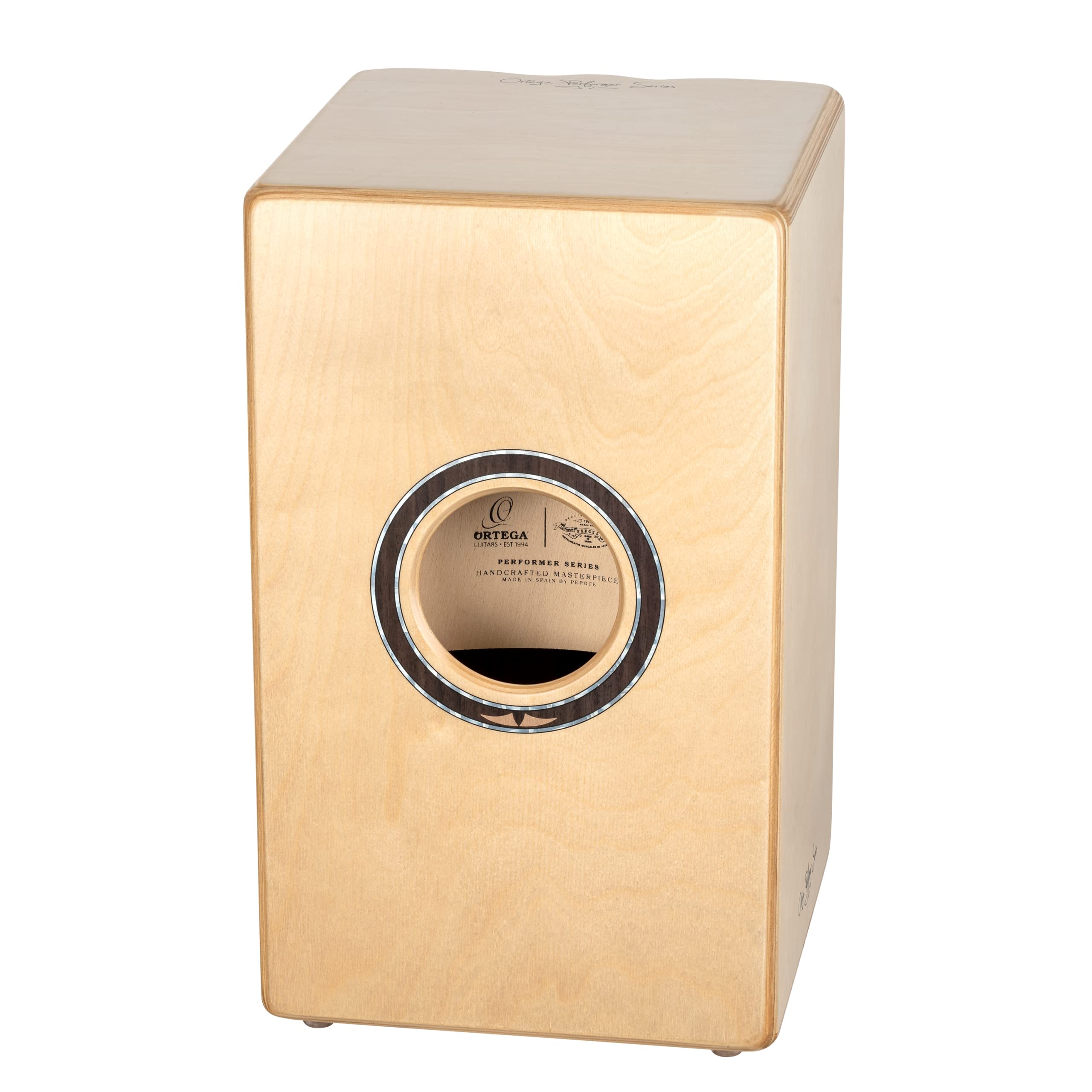 Ortega Guitars Performer Series Cajon – Caisse Claire Grand Format pour Gaucher avec Micro – Surface de Frappe Cèdre, Naturel Satiné (OCJPF-2-L)