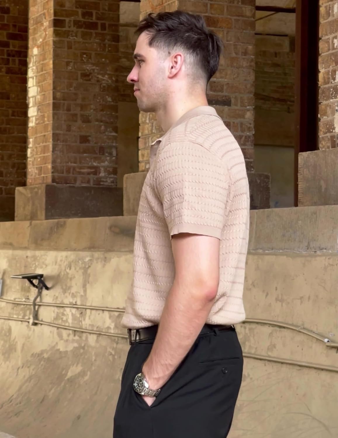 COOFANDY Mens Knit Polo Shirt Short Sleeve Vintage Textured Casual Golf Shirts Summer Beach Top - Image 3