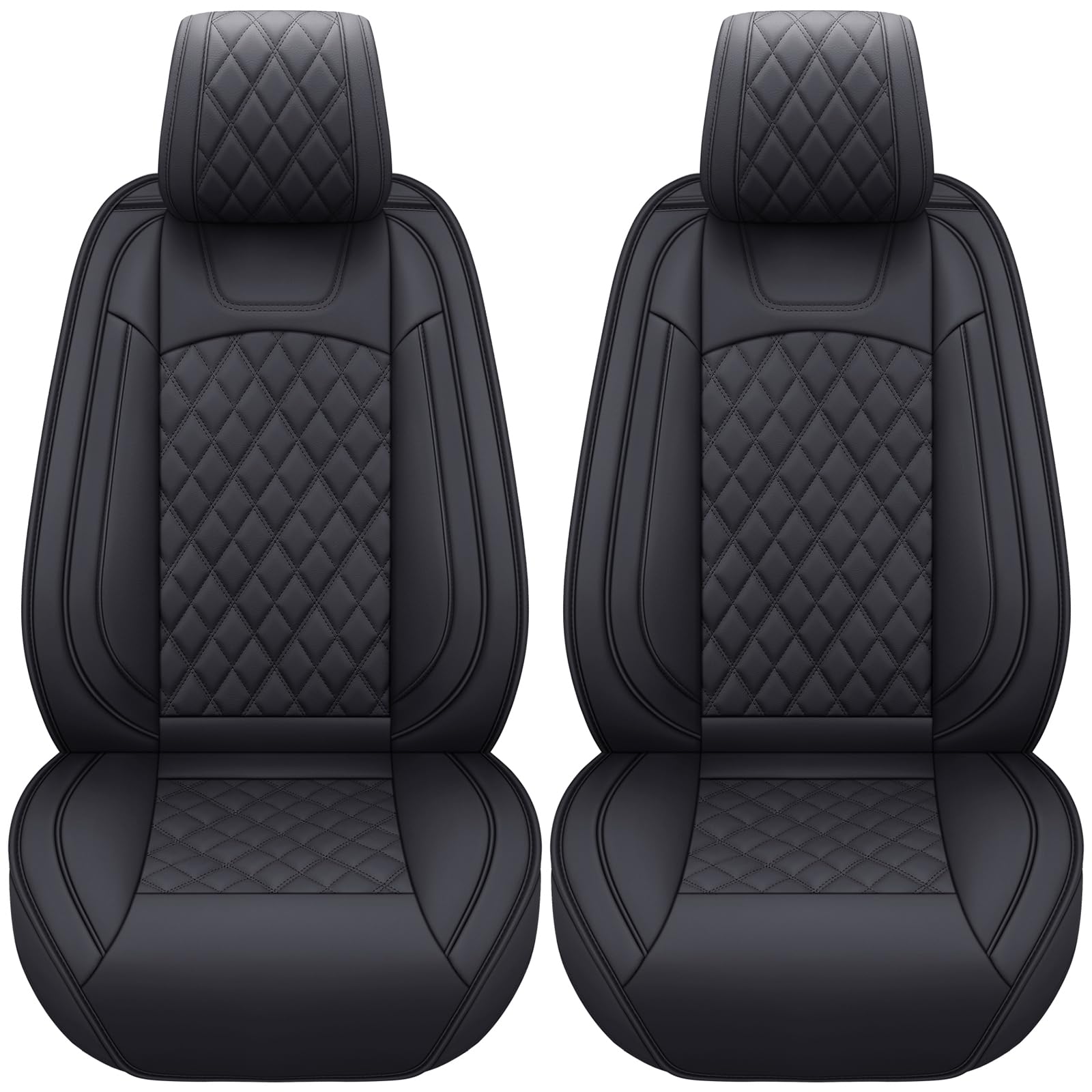 Aierxuan Car Front Seat Covers Waterproof Faux Leathe Automotive Vehichle Cushion Universal Fit for Toyota Kia VW Corolla Prius Rogue Outlander Equinox Amanti Forte(2 PCS Front/Black)
