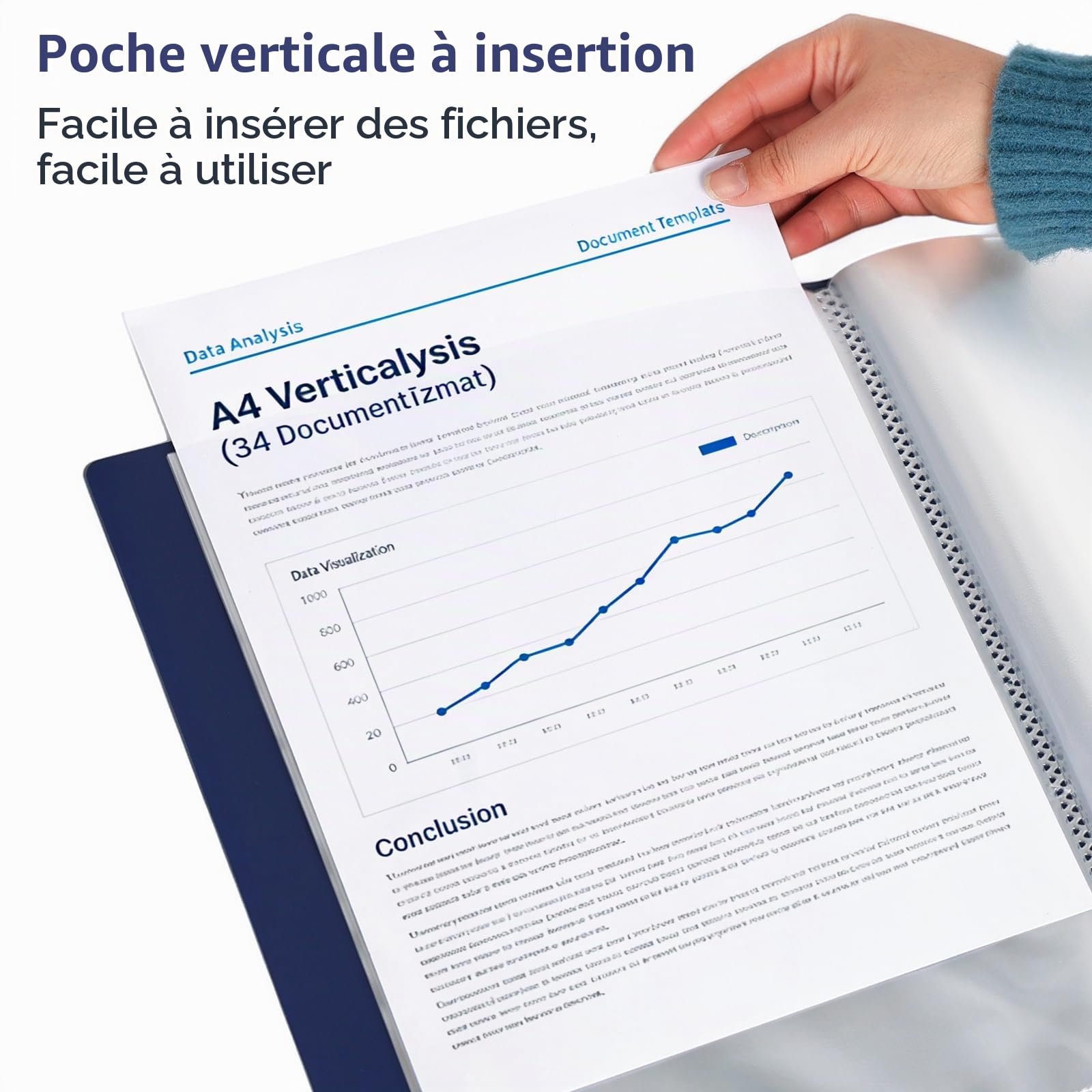 Lot de 2 Porte-Vues A4,Protège-Documents avec 100 Pochettes(Bleu) | 200 Vues