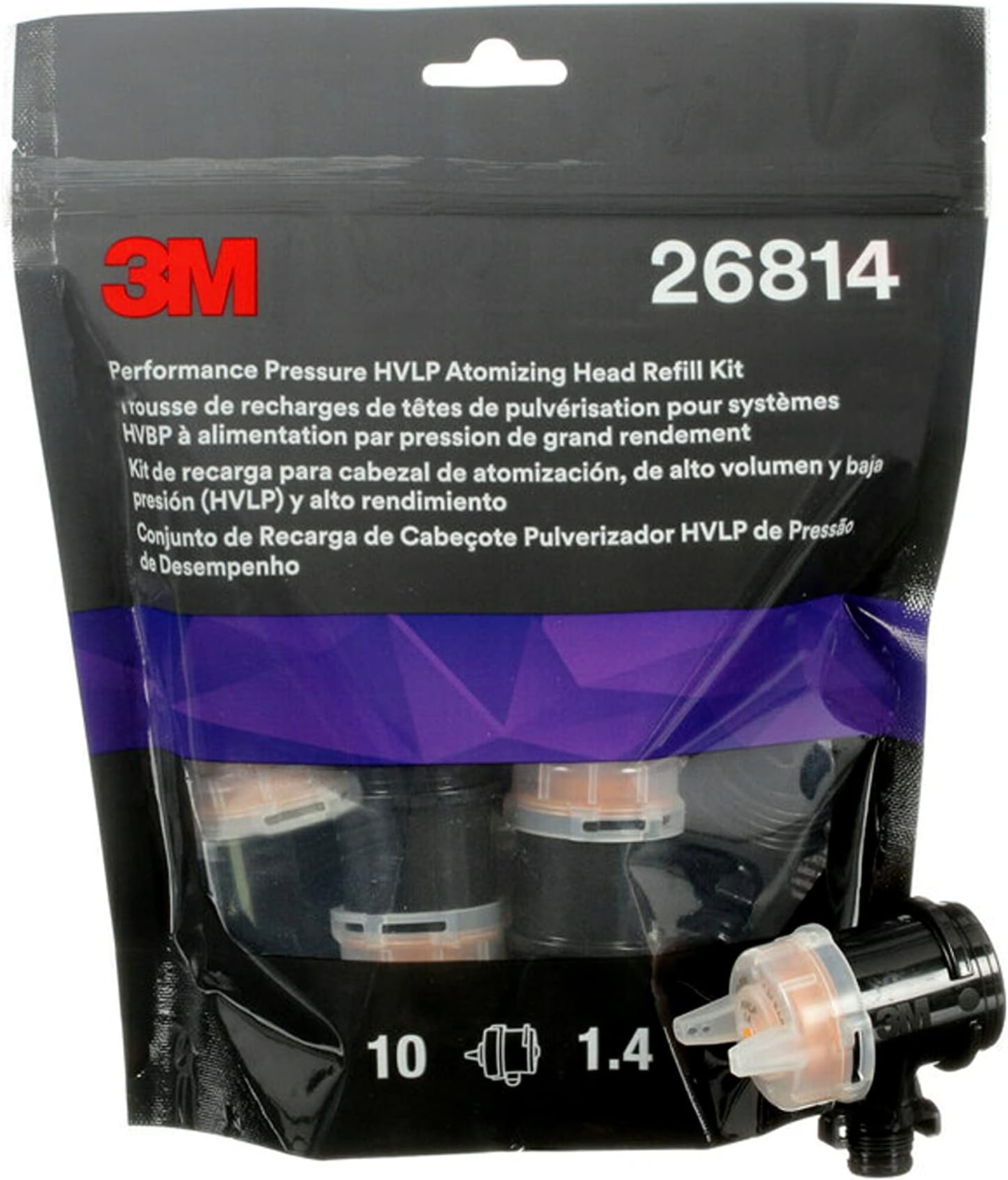 3MPerformance Gravity HVLP Atomizing Head Refill Kit 26709, White, 0.9, 5 Pack, 5 Packs/Case