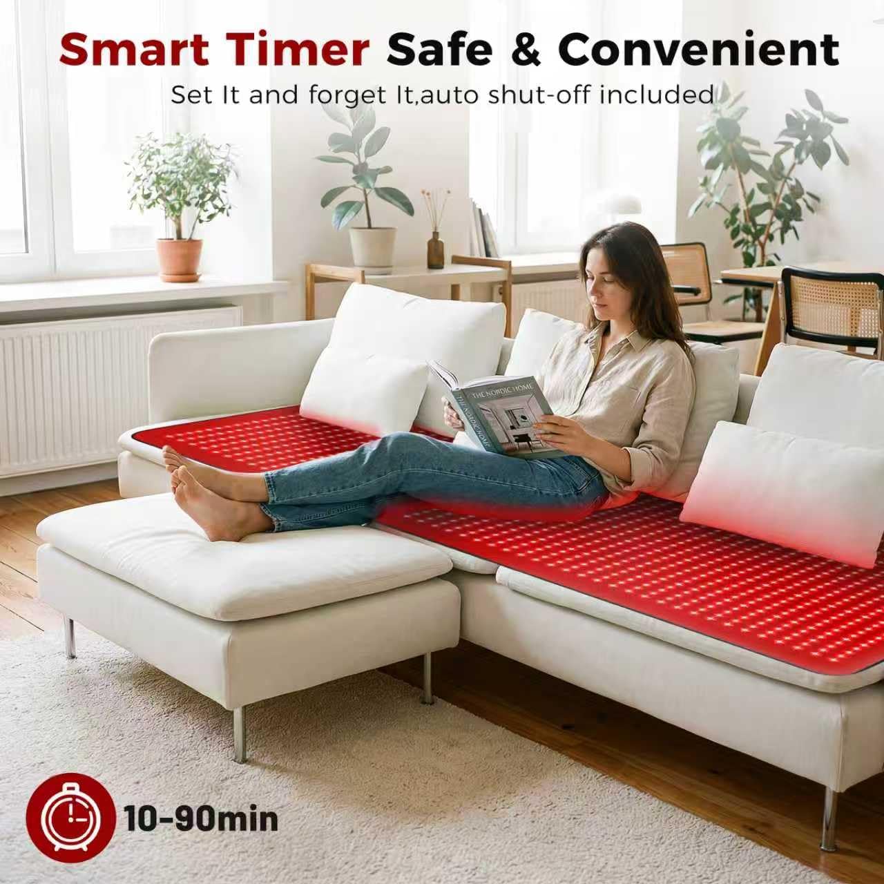 Full Body Red Light Therapy Mat, 2in1 LEDs (660nm& 850nm) Red Light Therapy Blanket, 76.8” x 33.4” Premium Material, Adjustable Timer & Intensity