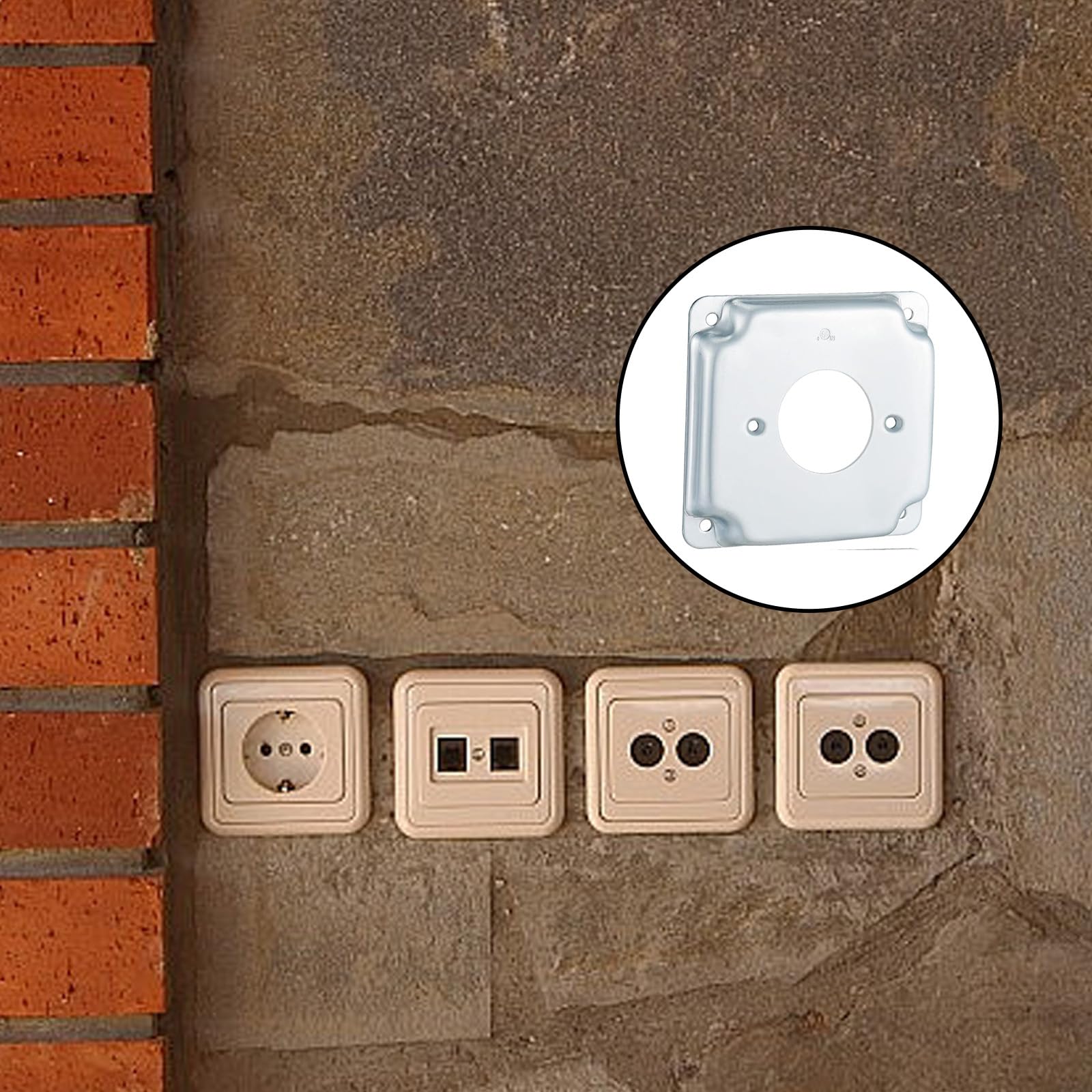 4 pezzi portatili robusti pannelli di uscita in lega zincata accessori con scatola elettrica da 10,2 cm design a prova di bambino coperture per prese