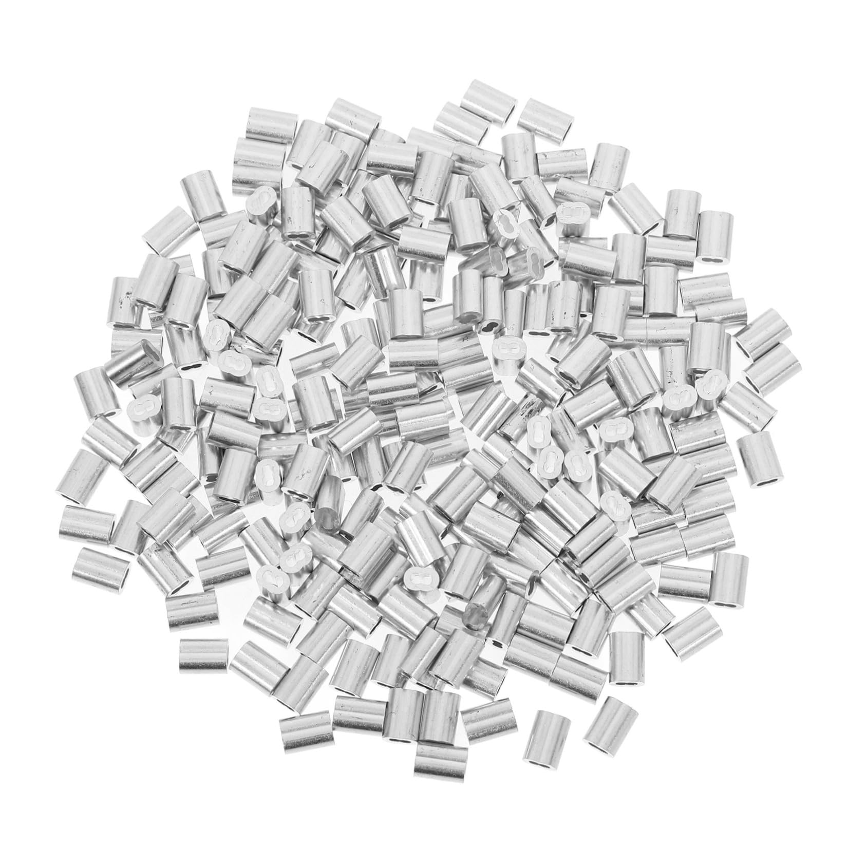 NAMOARLY Crimping Loop Sleeve for Cable Line 250pcs Aluminum Wire Cable Crimps 8-Shape Double Hole Clamps