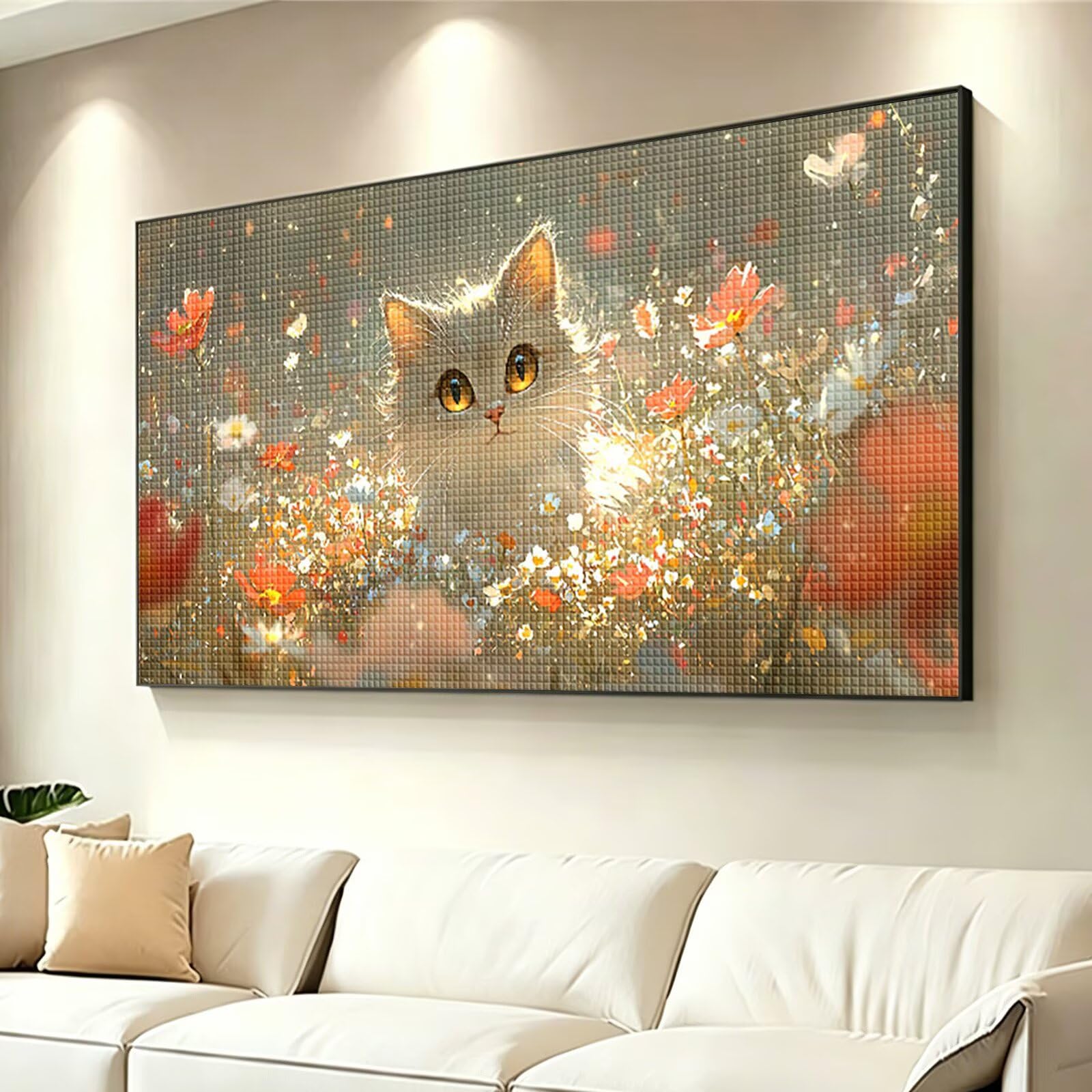 Diamond Painting Grande 180x90cm Animal Diamond Painting Adultos, DIY Gato Pintura de Diamante Manualidades Adultos, 5D Cuadrado Rhinestone Bordado Punto de Cruz para Home Decoration Regalo 0J-261