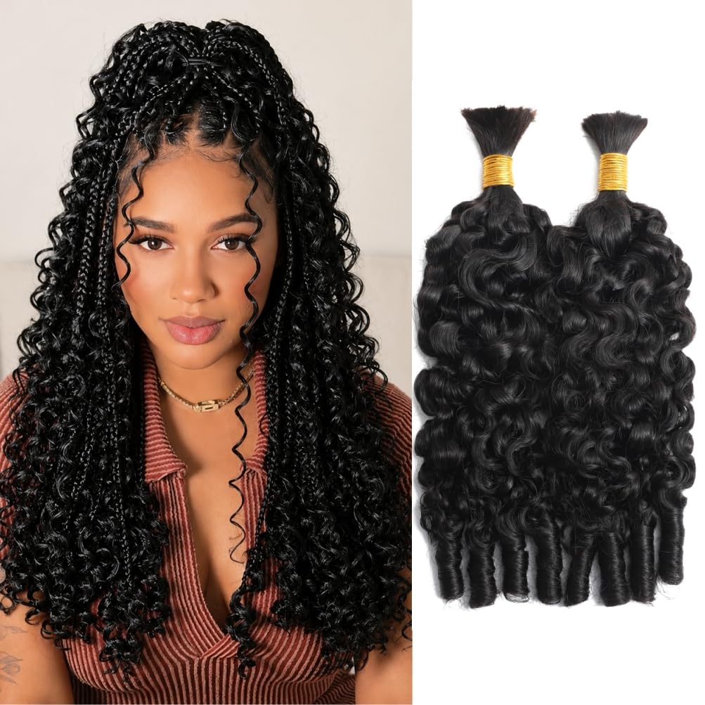 Burmese Curly Human Boho Braiding Hair Raw Curly Bulk Human Hair for Braiding 20 Inch 180g/pack 16A Virgin Human Braiding Hair for Boho Braids with Spiral Curl Ends Knotless Wet and Wavy Boho Hair