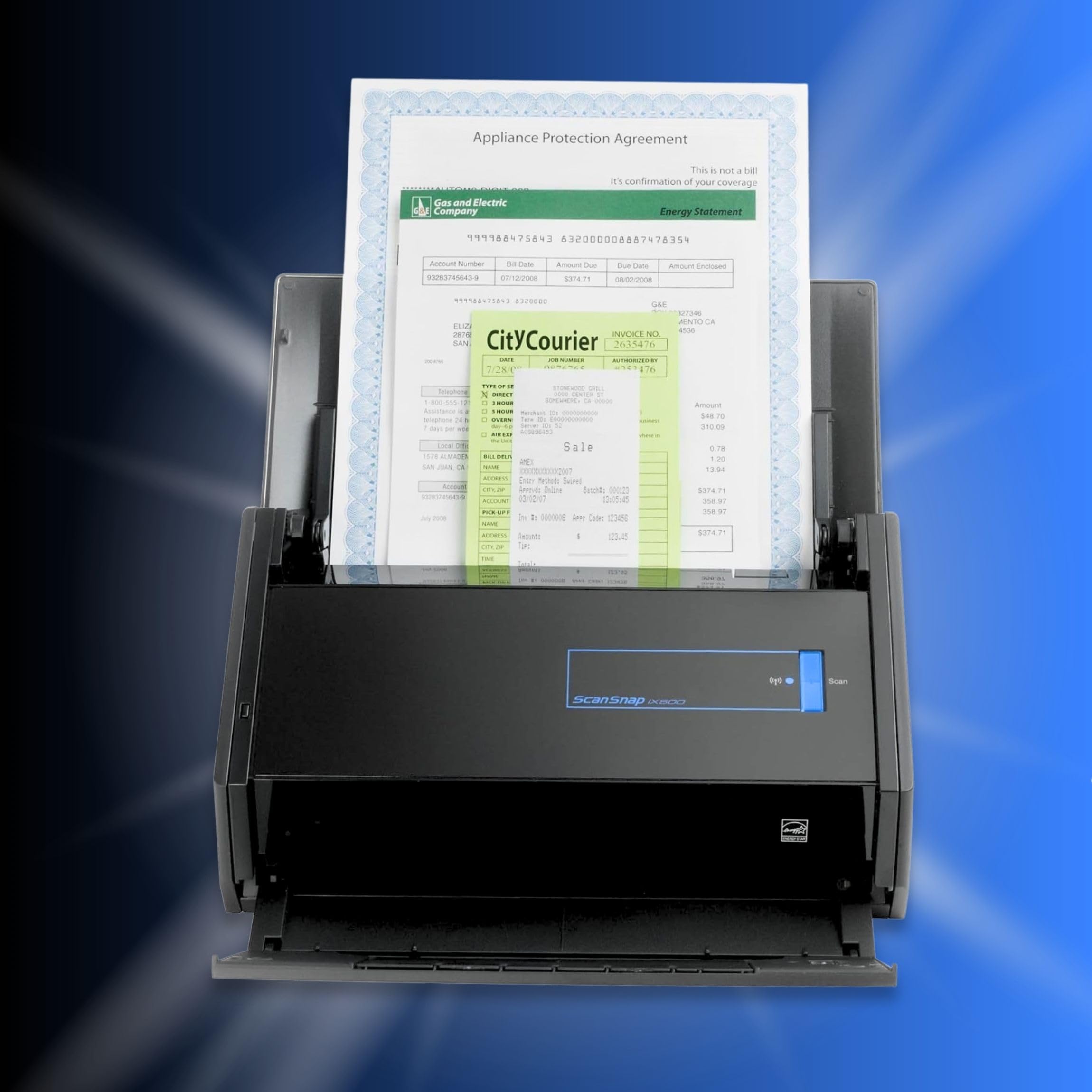 Gedikum Fujitsu IX500 ScanSnap – Scanner USB Haute Vitesse Compatible Cloud pour Documents, Photos et reçus pour Mac et PC – Garantie 1 an – ADF avec numérisation Recto-Verso