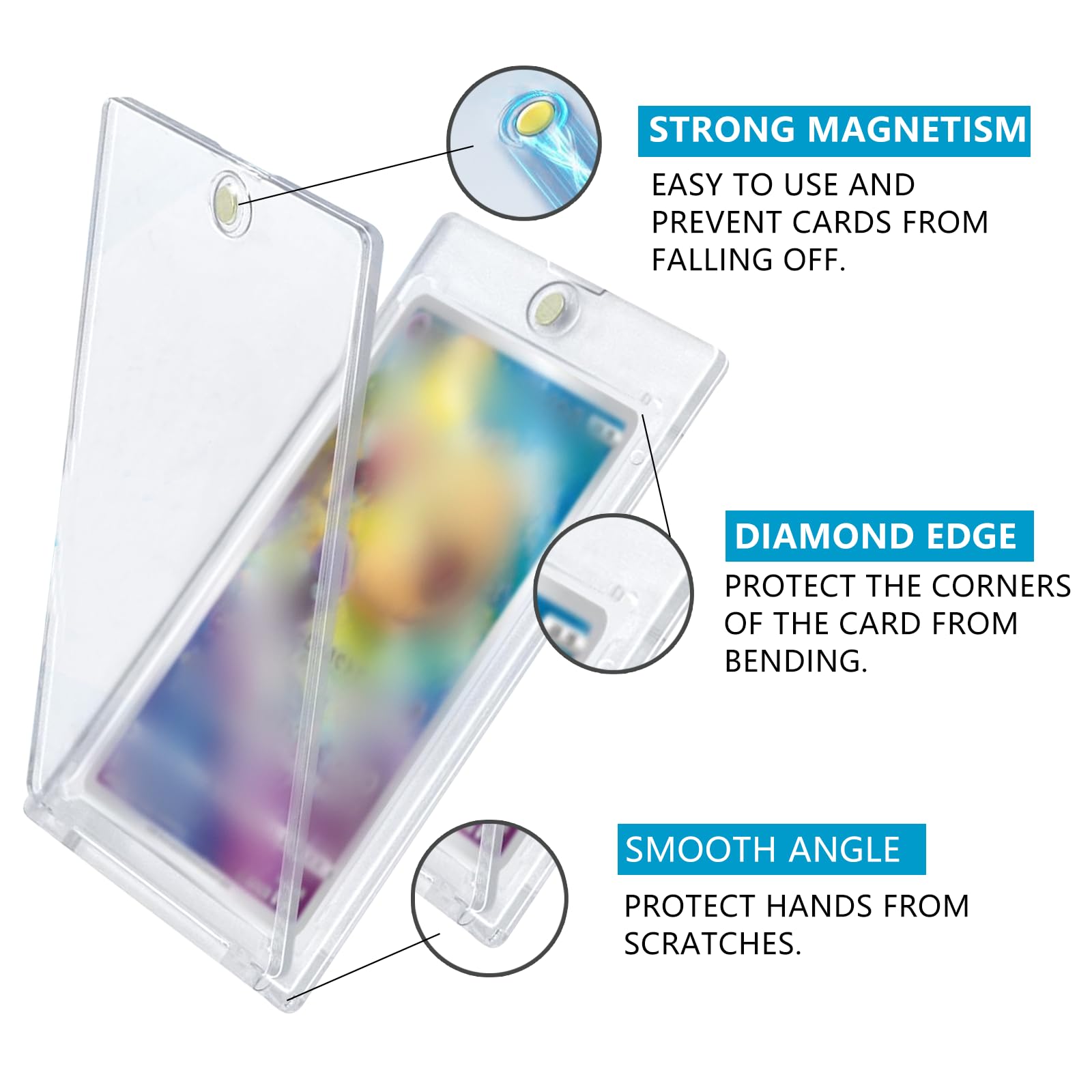 Mlikero Lot de 50 porte-cartes magnétiques pour cartes à collectionner, 35 pt, ultra transparents, protections en plastique rigide pour cartes de sport et de jeu