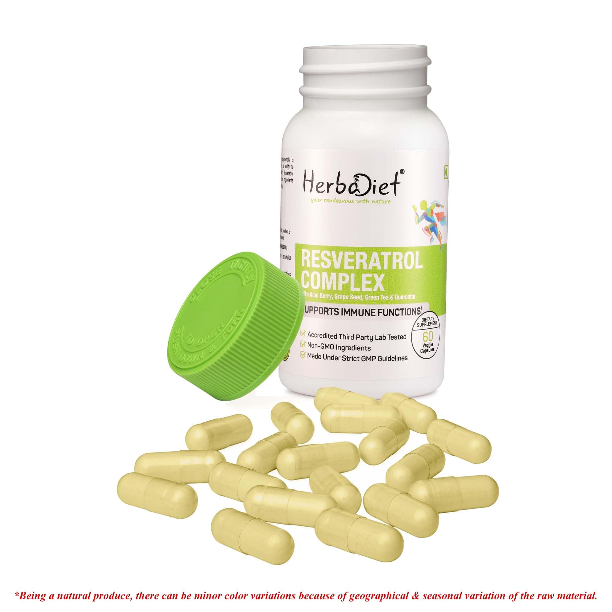 Herbadiet Resveratrol Complex 60 Capsules|With Extracts Of Acai Berry,Green Tea&Quercetin|Immune Support,Antioxidant,Heart Health Supplement — Amazon image 5