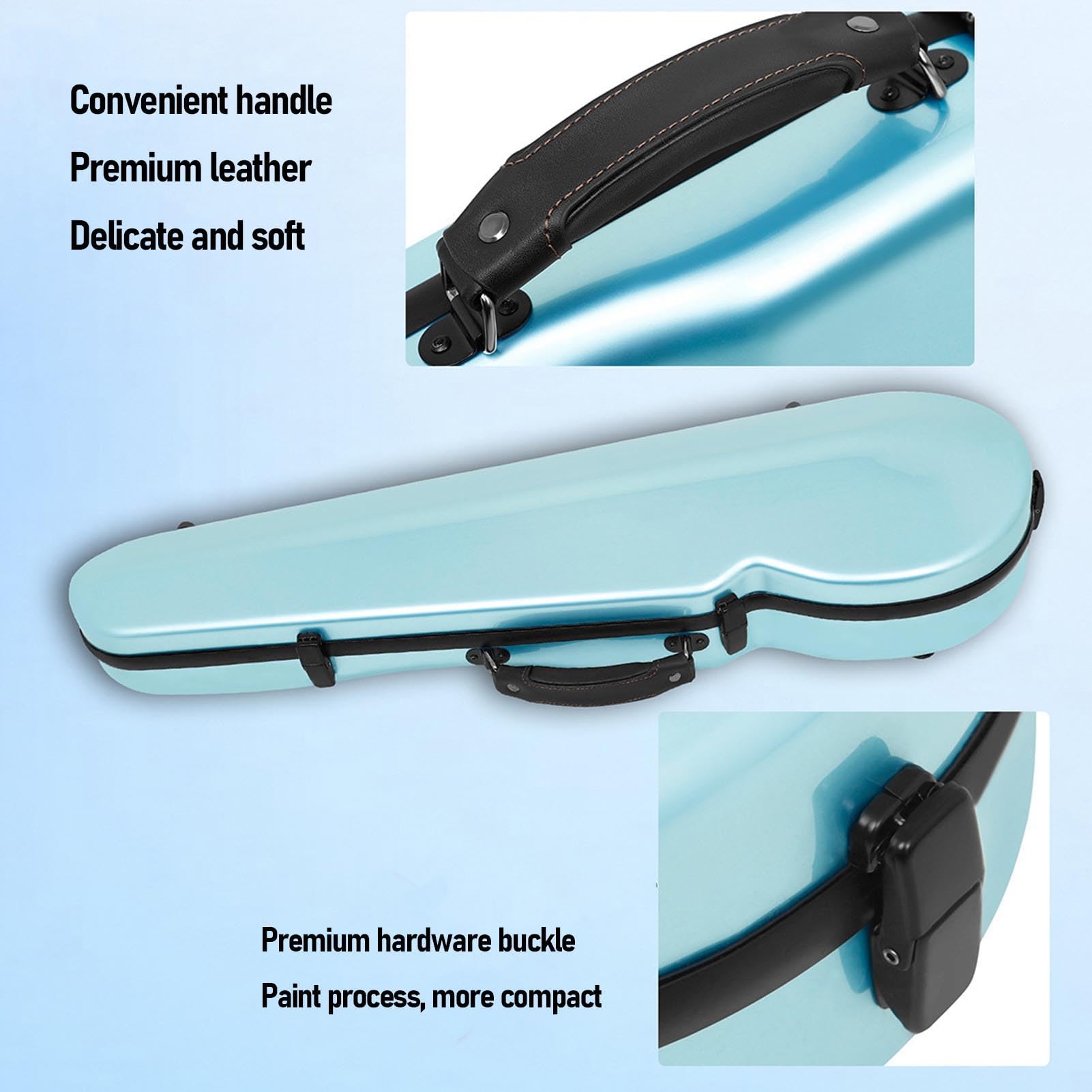 Sxhlseller Estuche para Violín de Fibra de Carbono con Forro Engrosado Higrómetro para Caja de Transporte para Violín 4/4 de Tamaño Completo, Adecuado para Diversas Necesidades de Transporte