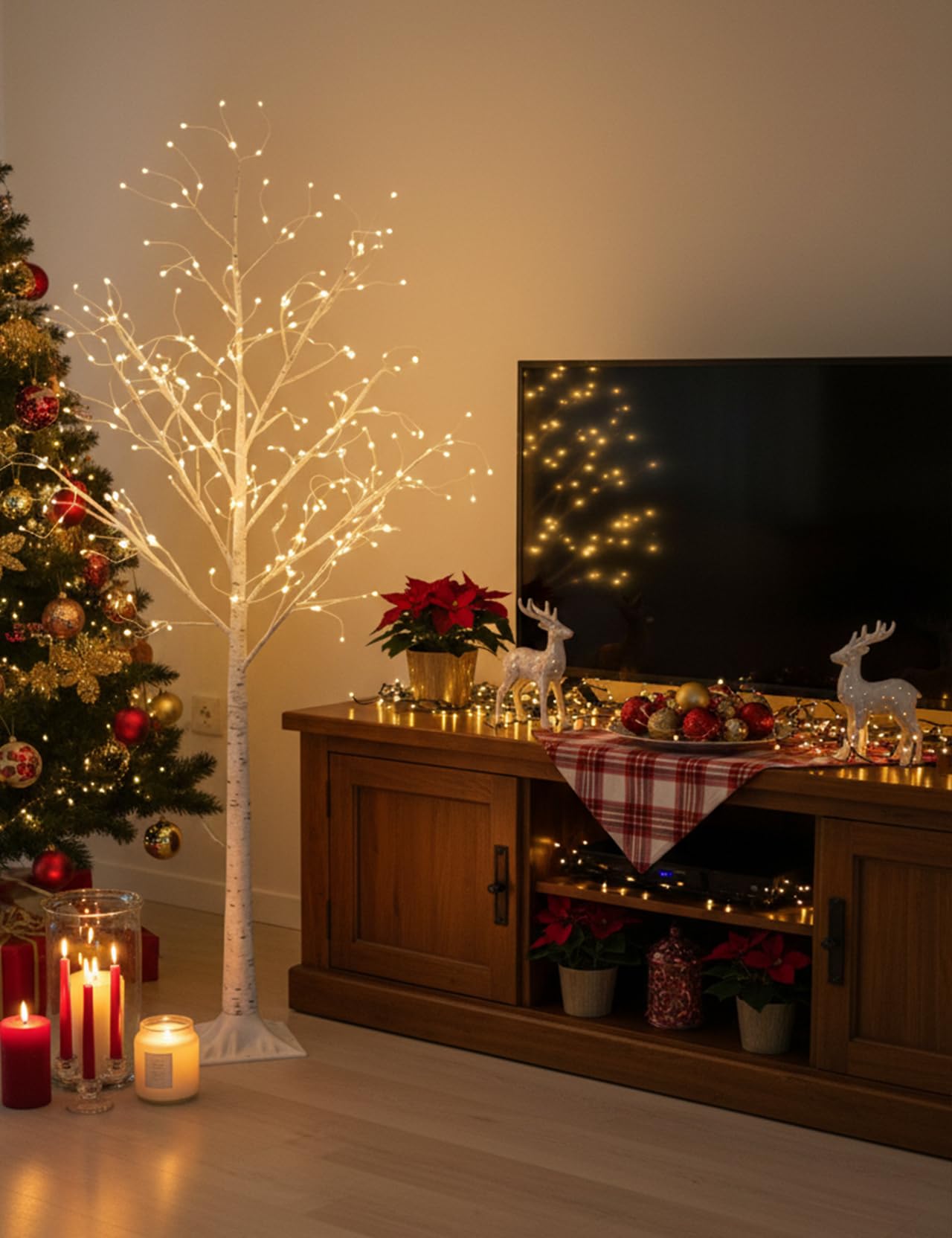 Lichterbaum Lichterzweige mit 288 Warmweißen LEDs Groß Weihnachtsdeko Outdoor mit 8 Lichtmodi & Speicherfunktion Beleuchtet Weihnachtsbaum für Weihnachten Hochzeit Party Aussen Innen 1,8 m