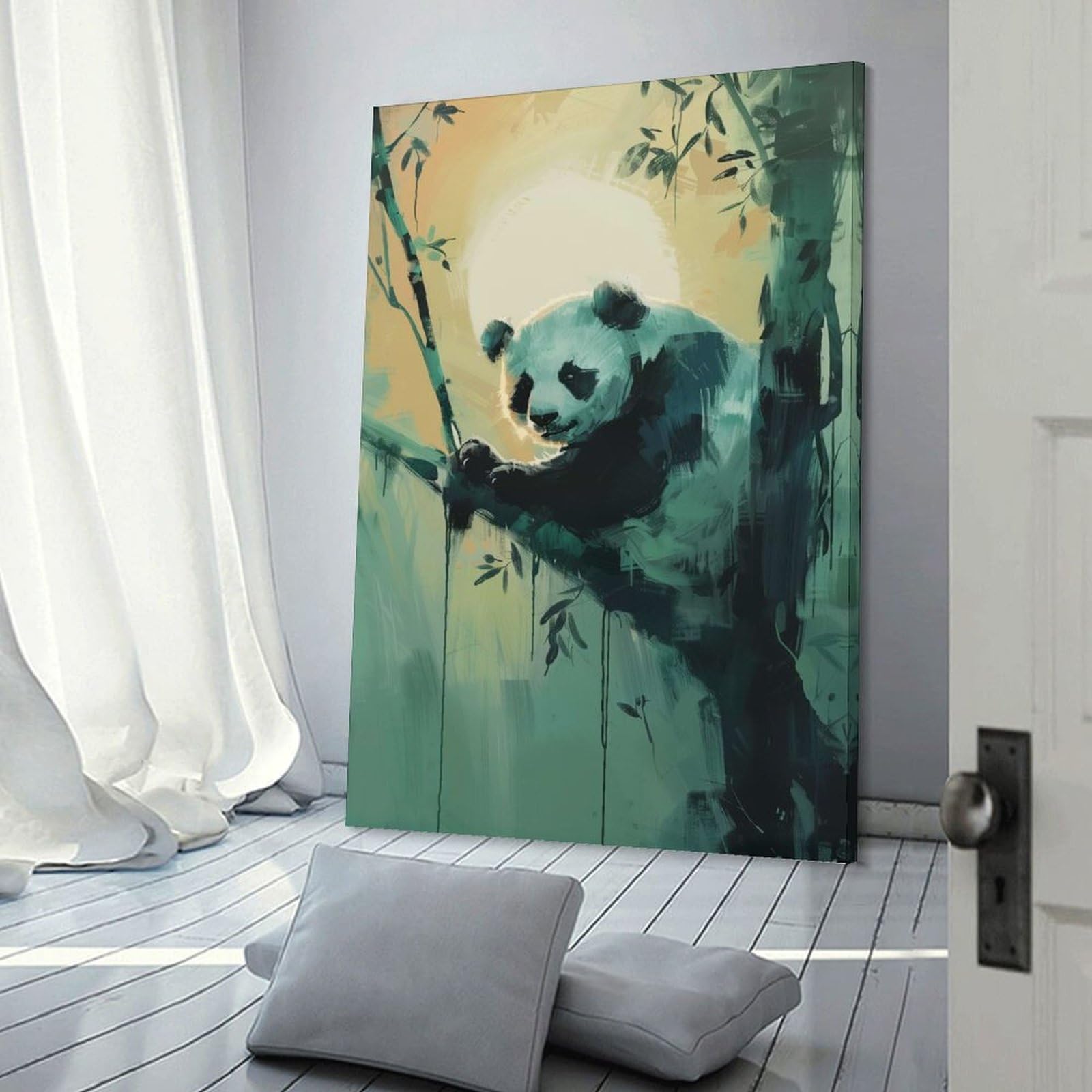 Junmoney Frame-Style-6-1 Panda In The Bamboo Wall Picture Print 12X18inch(30X45cm), For Lounge Decor, Offices Or Entryway Styling, Versatile Wall Decor For Many Rooms