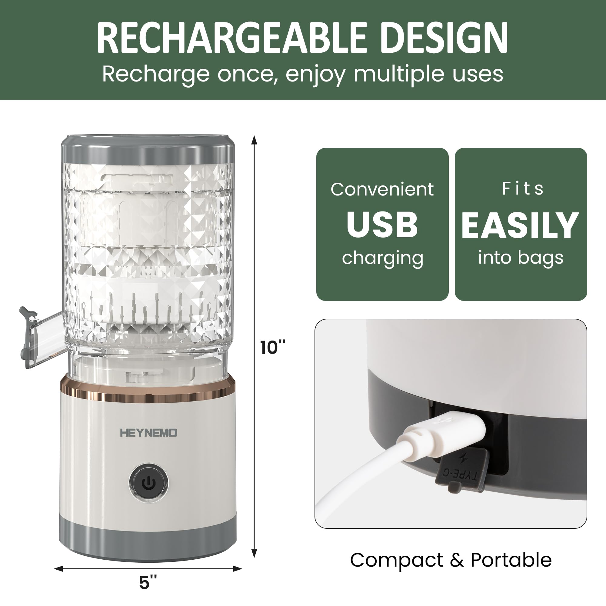 Exprimidor eléctrico de cítricos, exprimidor inalámbrico portátil recargable con cable USB y cepillo de limpieza, botón de un solo toque, exprimidor de jugo para naranjas, limones y limas, blanco