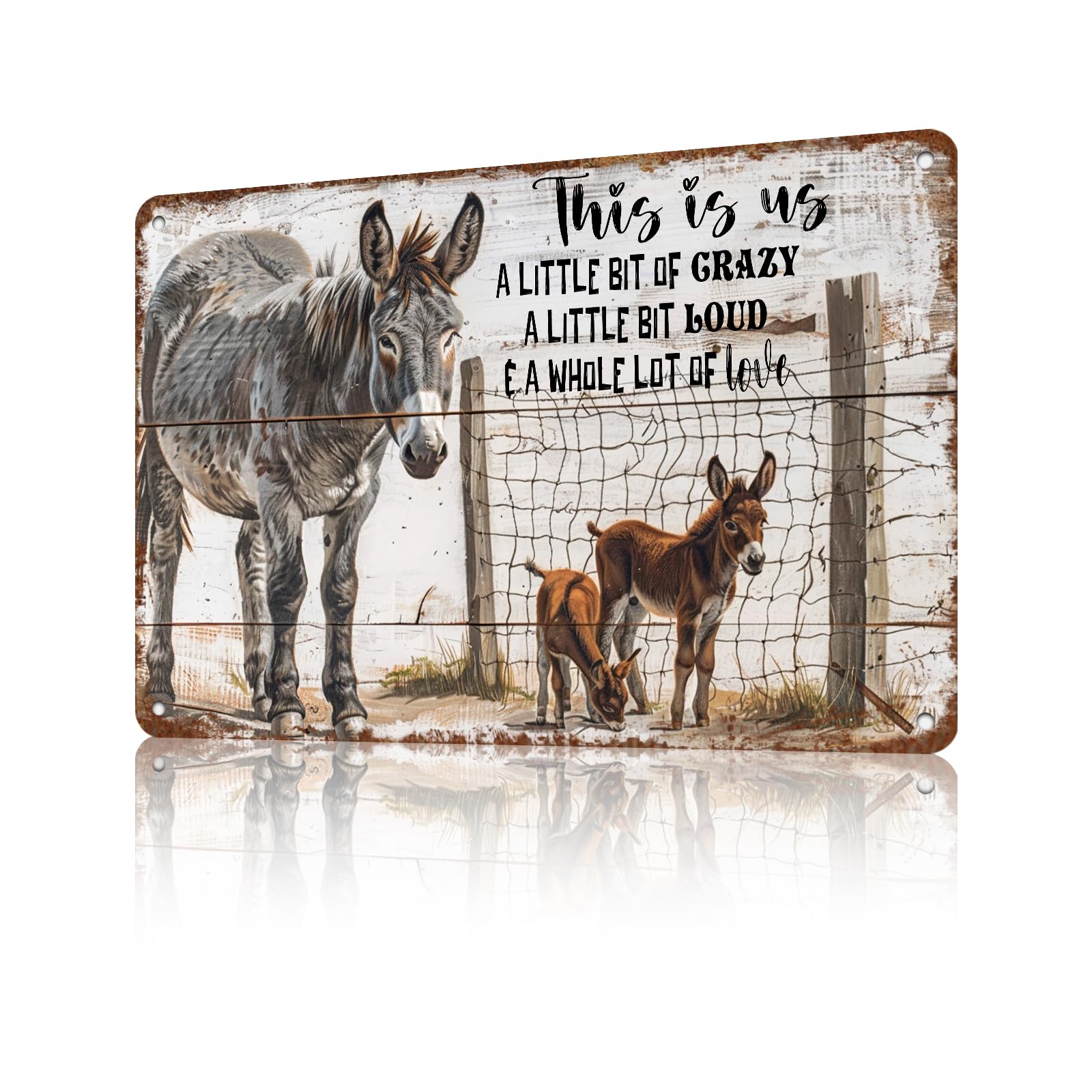 Anceky Sign This is Us Donkey Metal Tin Sign Funny Wall Decor for Living Room Bathroom Home Backyard Gate 12×16 Inch