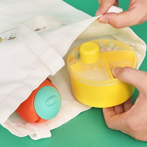Miniatura 7 de Accmor Dispensador de fórmula sobre la marcha, contenedor giratorio de fórmula de cuatro compartimentos antiderrames para llevar, contenedor de