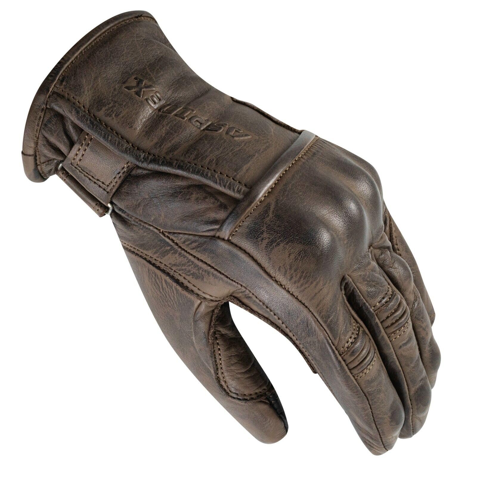 Gants de Moto en Cuir avec Protections Cafe Racer Chopper Custom Marron Touch