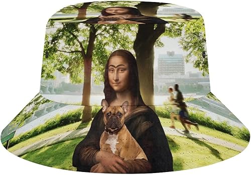 Mona Lisa - Sombrero de pescador para mujeres y hombres, unisex, de algodón, de ala ancha, sombrero de sol para exteriores, verano, viajes,